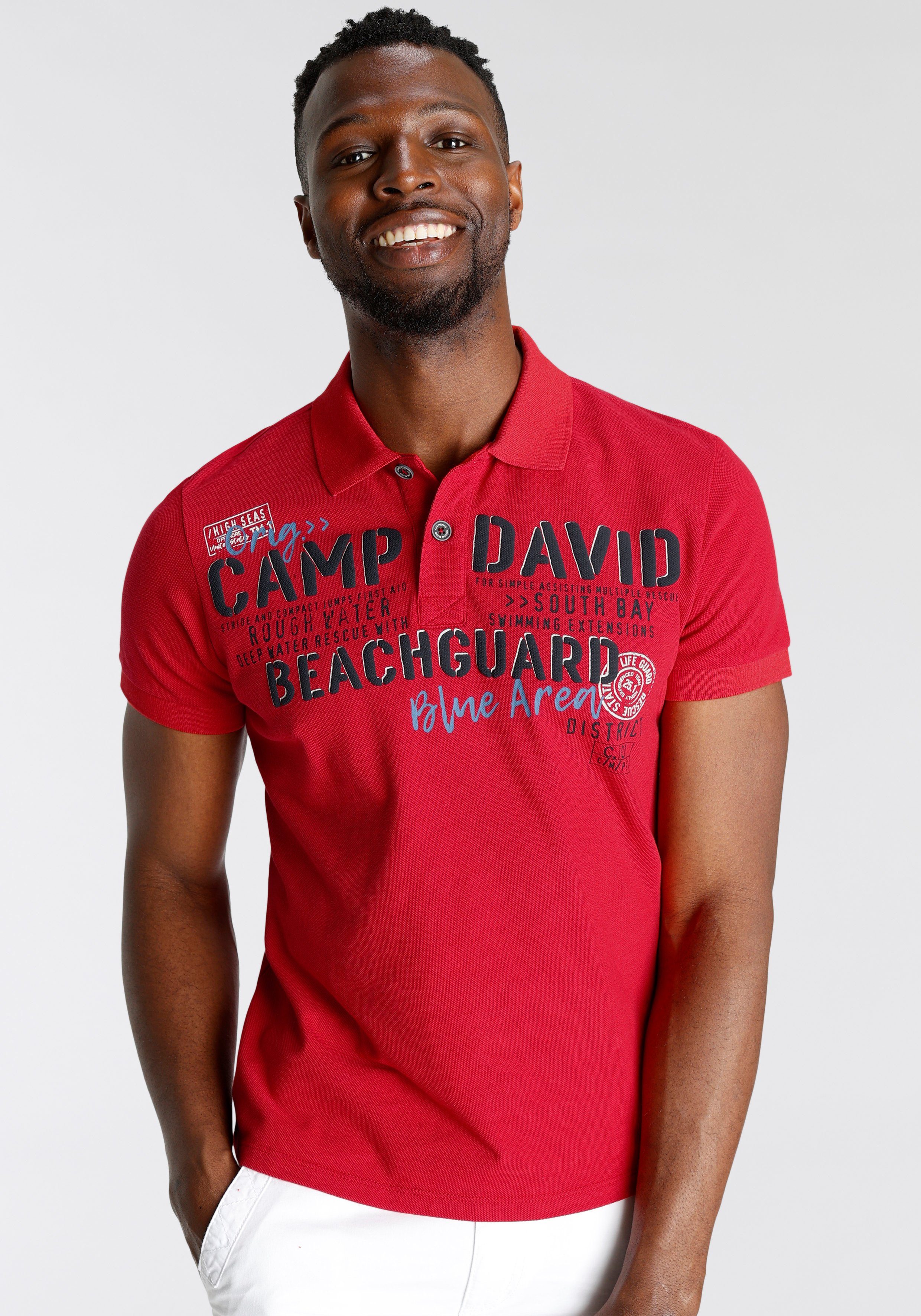 CAMP DAVID Poloshirt in hochwertiger Piqué-Qualität red sun