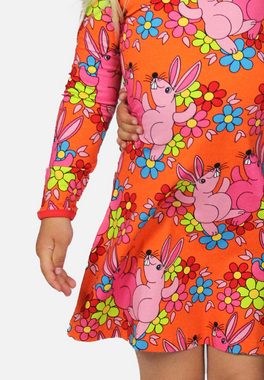 Småfolk Jerseykleid Kleid mit Kaninchen und Blumen Baumwolle