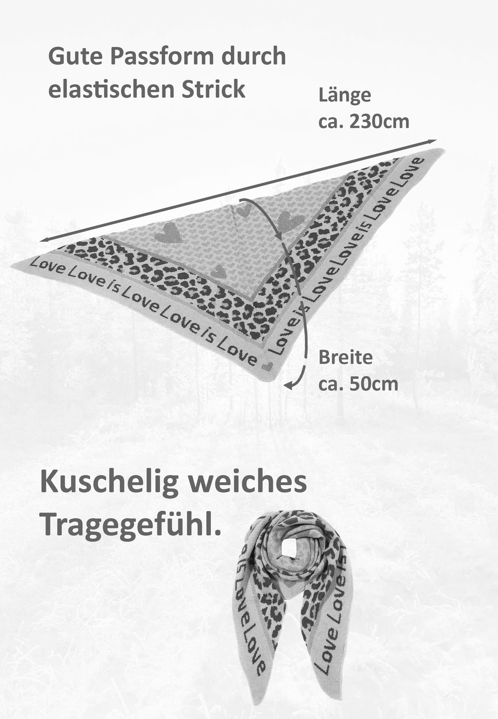 Faera Modeschal Animal Love Dreieckstuch elastischer für Damen, Normal Fit Spruch wärmend Casual-Style ideal für Urlaub – Bild 5 von 5