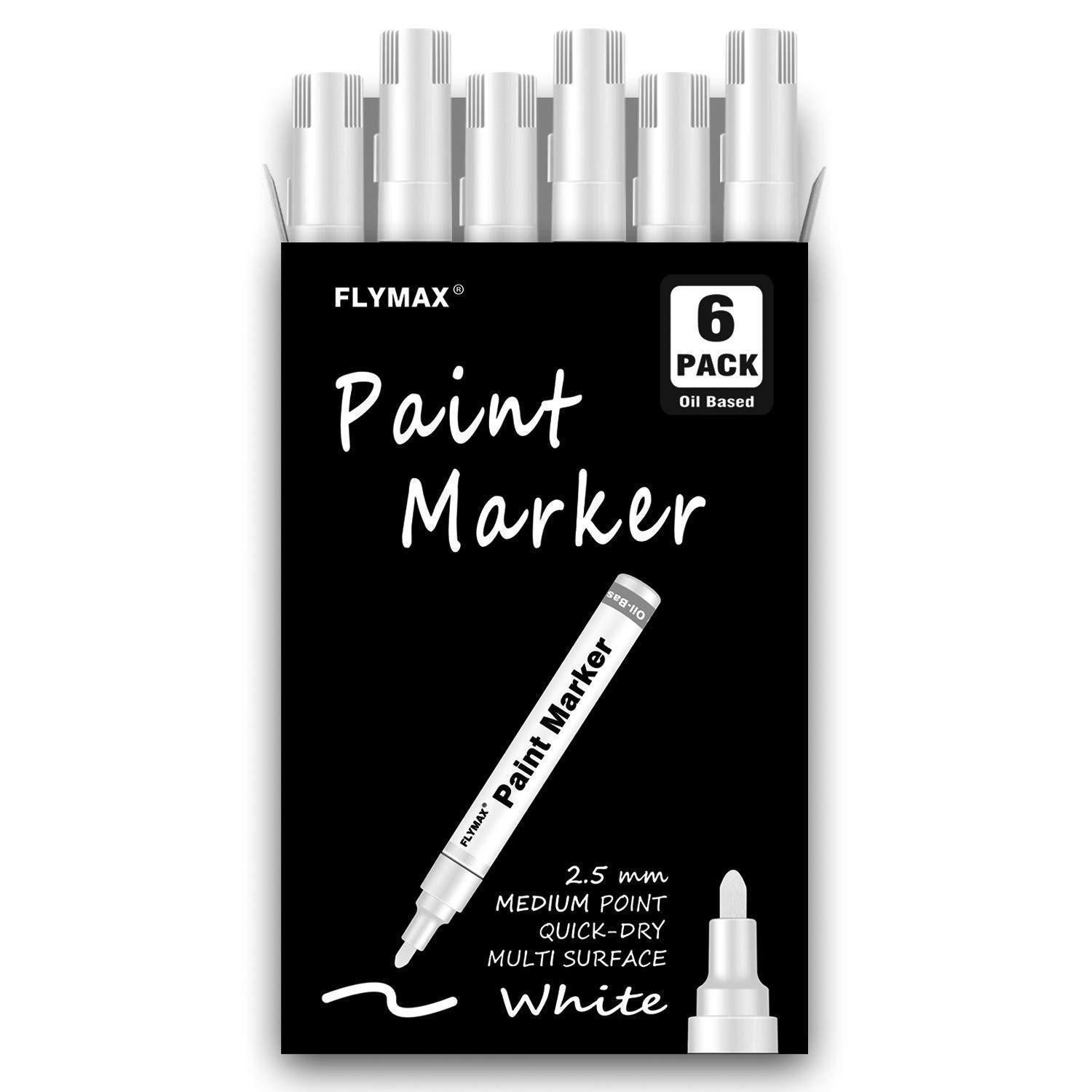 LuxusKollektion Lackmarker Weißer Permanentmarker, 6er Pack, 2,5mm Spitze