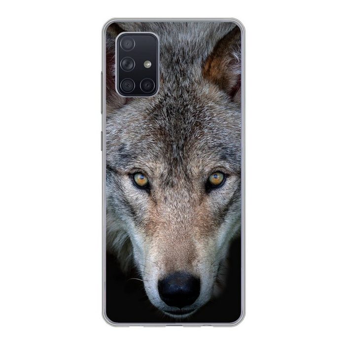 MuchoWow Handyhülle Wolf - Porträt - Schwarz Handyhülle Samsung Galaxy A51 5G Smartphone-Bumper Print Handy