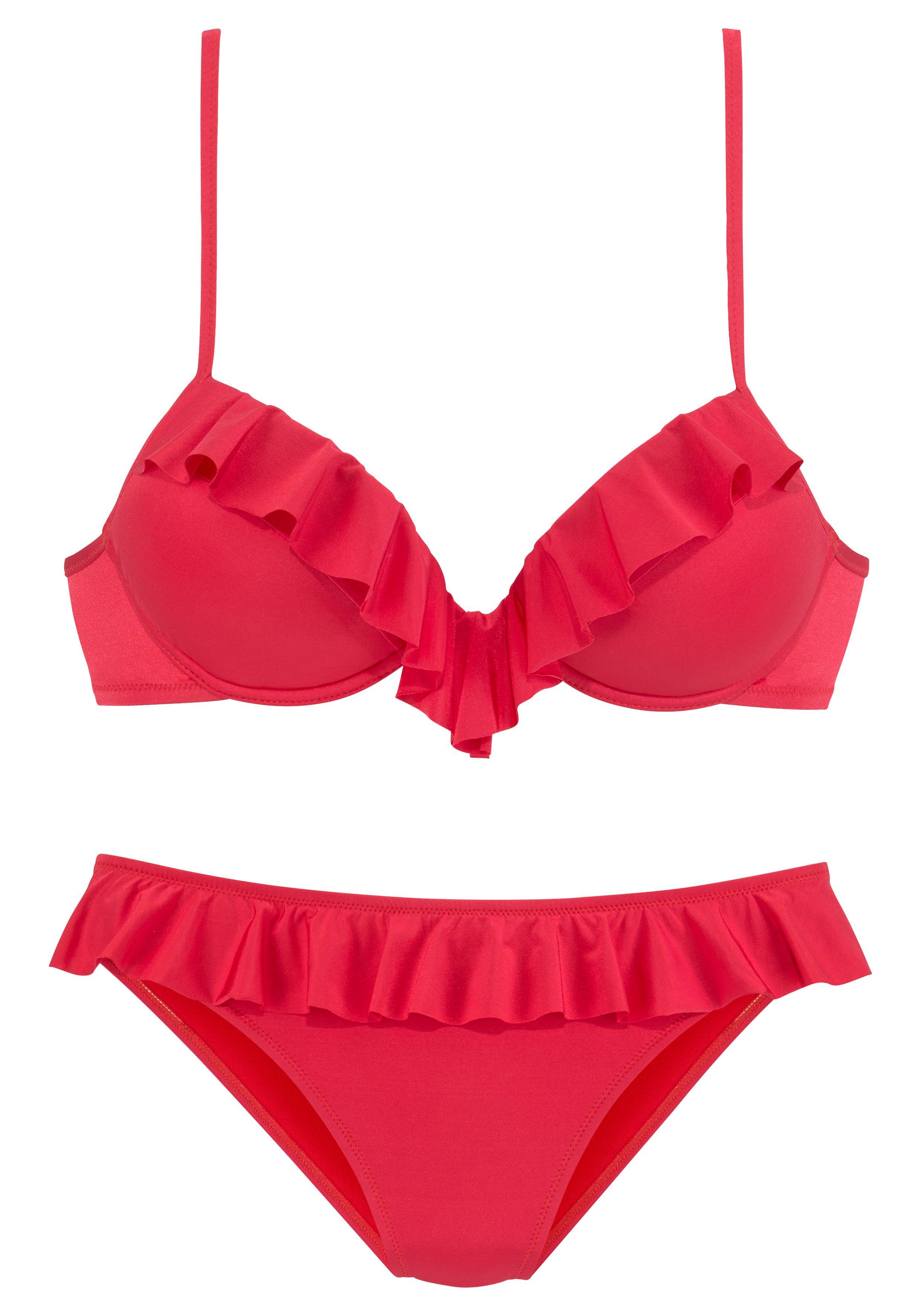 Push-Up-Bikini trendigen rot mit Rüschen s.Oliver