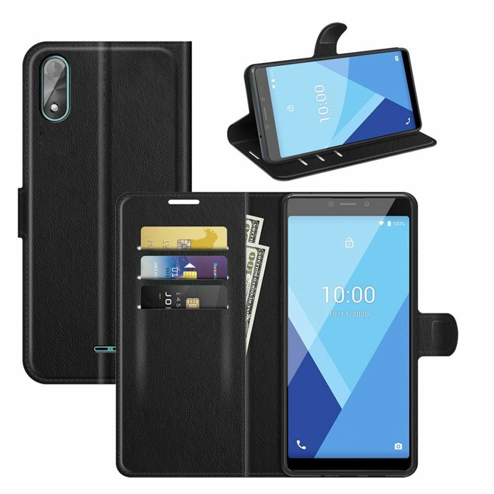 betterfon Handyhülle Handytasche für Wiko Y51 Klapphülle Flip Case Schwarz, 3 Kartenfächer, Magnetverschluss & Standfunktion im Lederlook