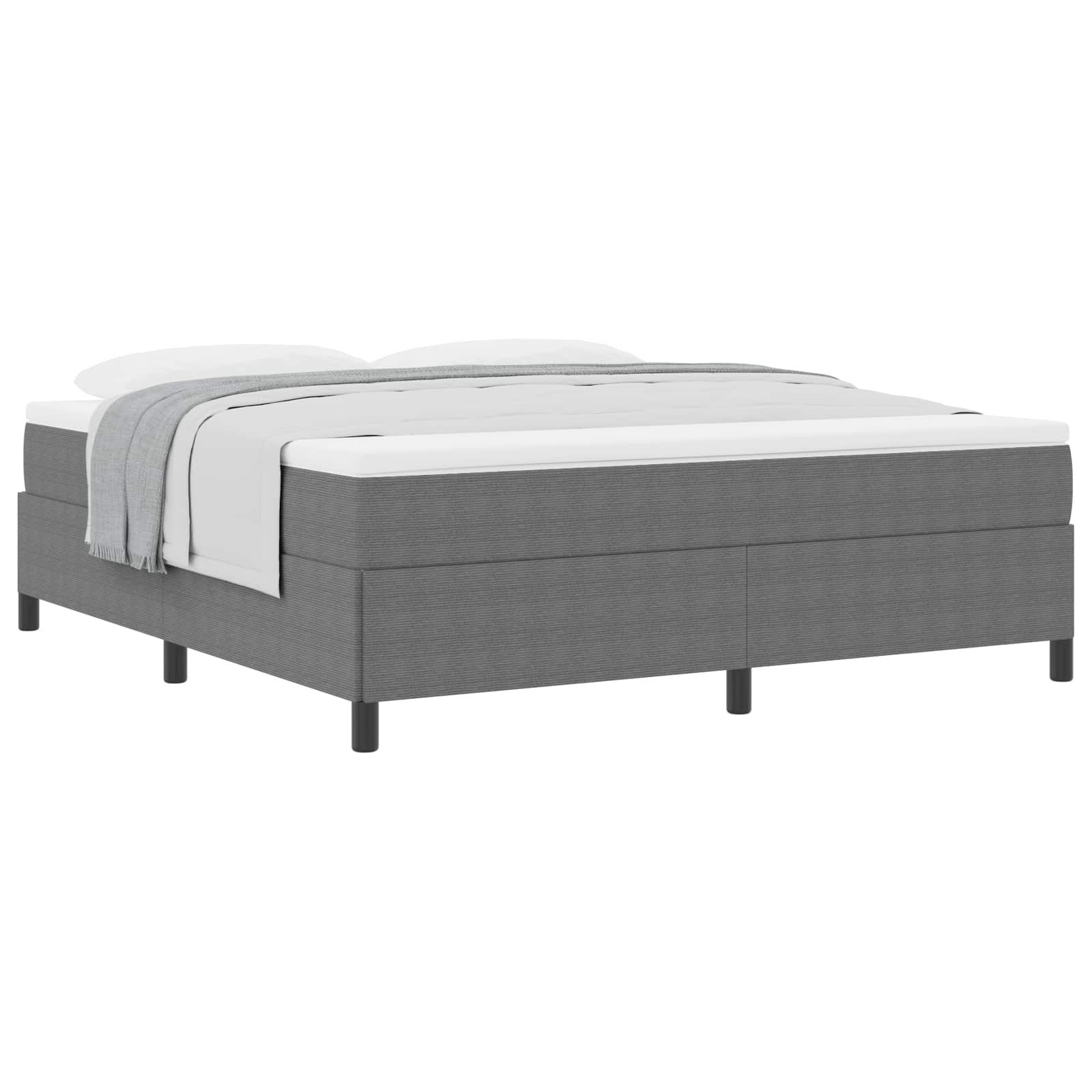 vidaXL Bett Boxspringbett Hellgrau 180 x 200 cm Cordstoff (1-tlg)
