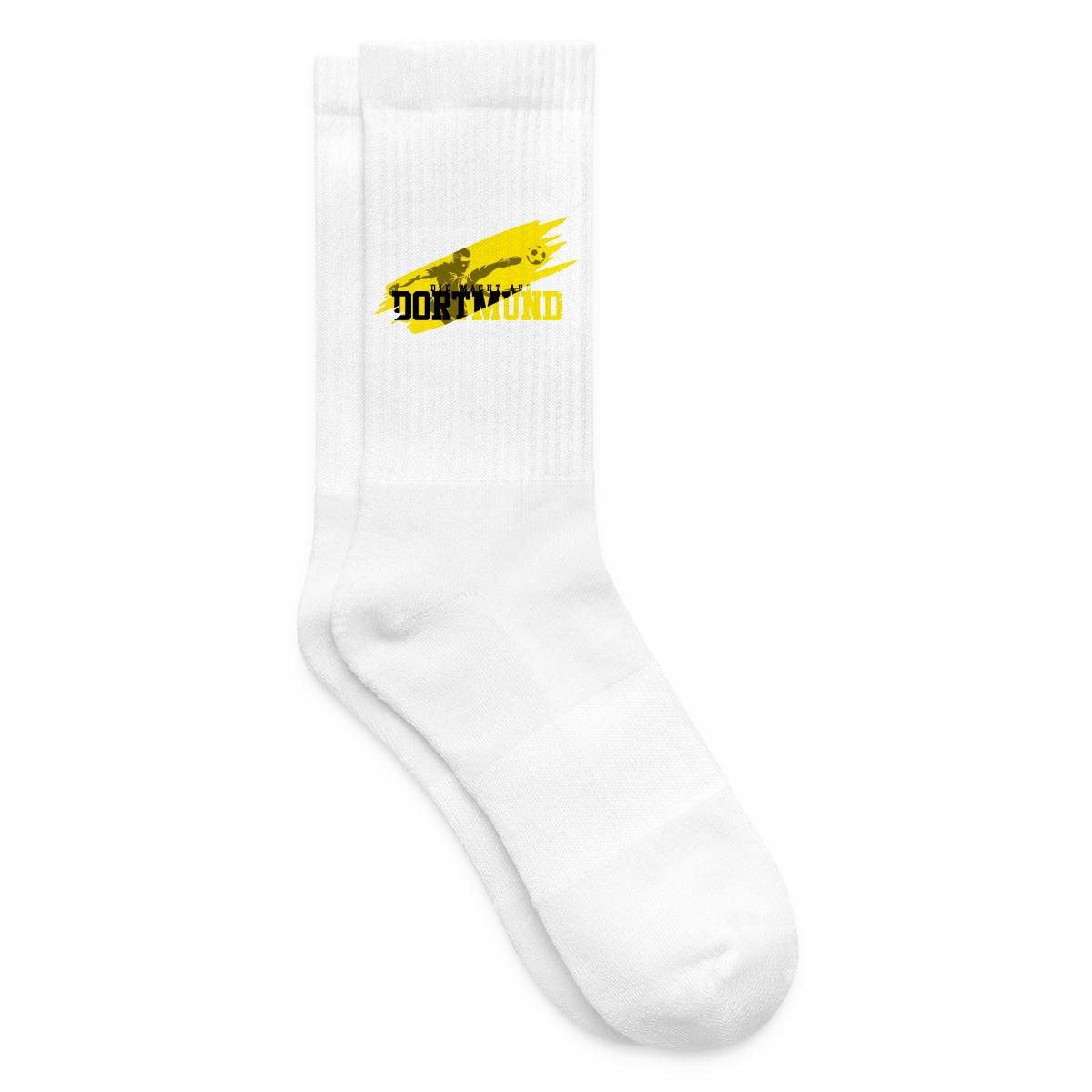 Spreadshirt Socken Die Macht Aus Dortmund Schwarz-Gelb Fußball Fan Tennissocken (1-Paar)
