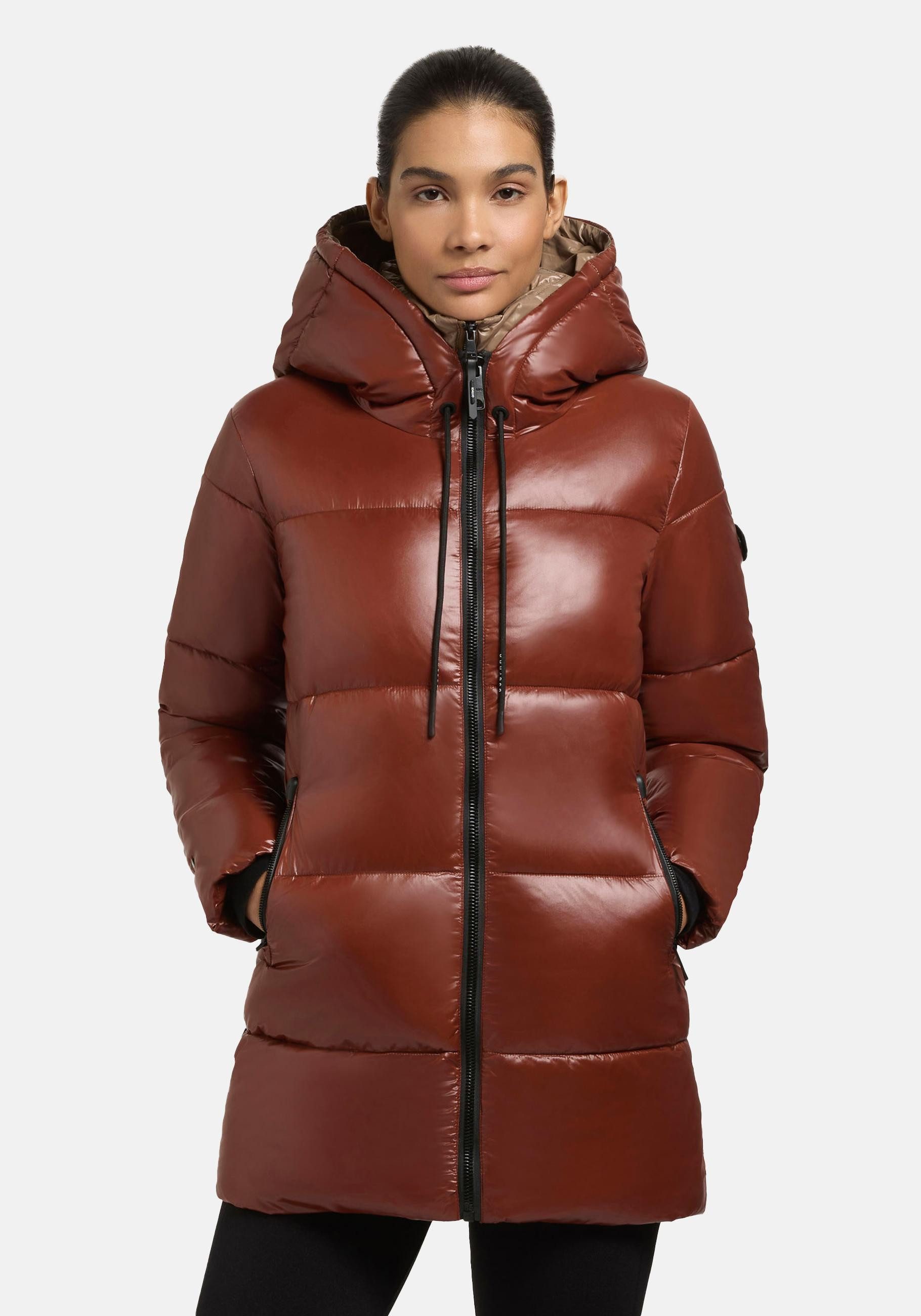 khujo Kurzmantel Grana-YM Glänzender kurzer gesteppter Damen Wintermantel