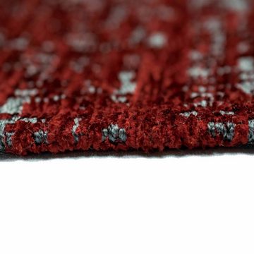 Teppich Teppich Kurzflor in rot grau, TeppichHome24, rechteckig