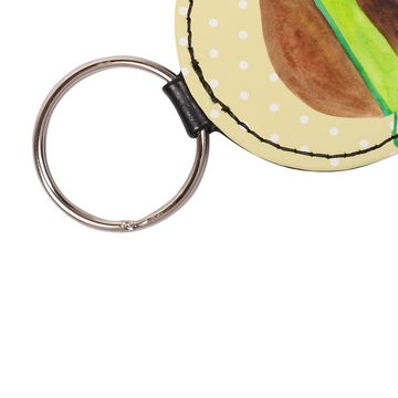 Mr. & Mrs. Panda Schlüsselanhänger Avocado Yoga - Gelb Pastell - Geschenk, Humor, Gesund, Taschenanhänge (1-tlg), Elegantes Accessoire