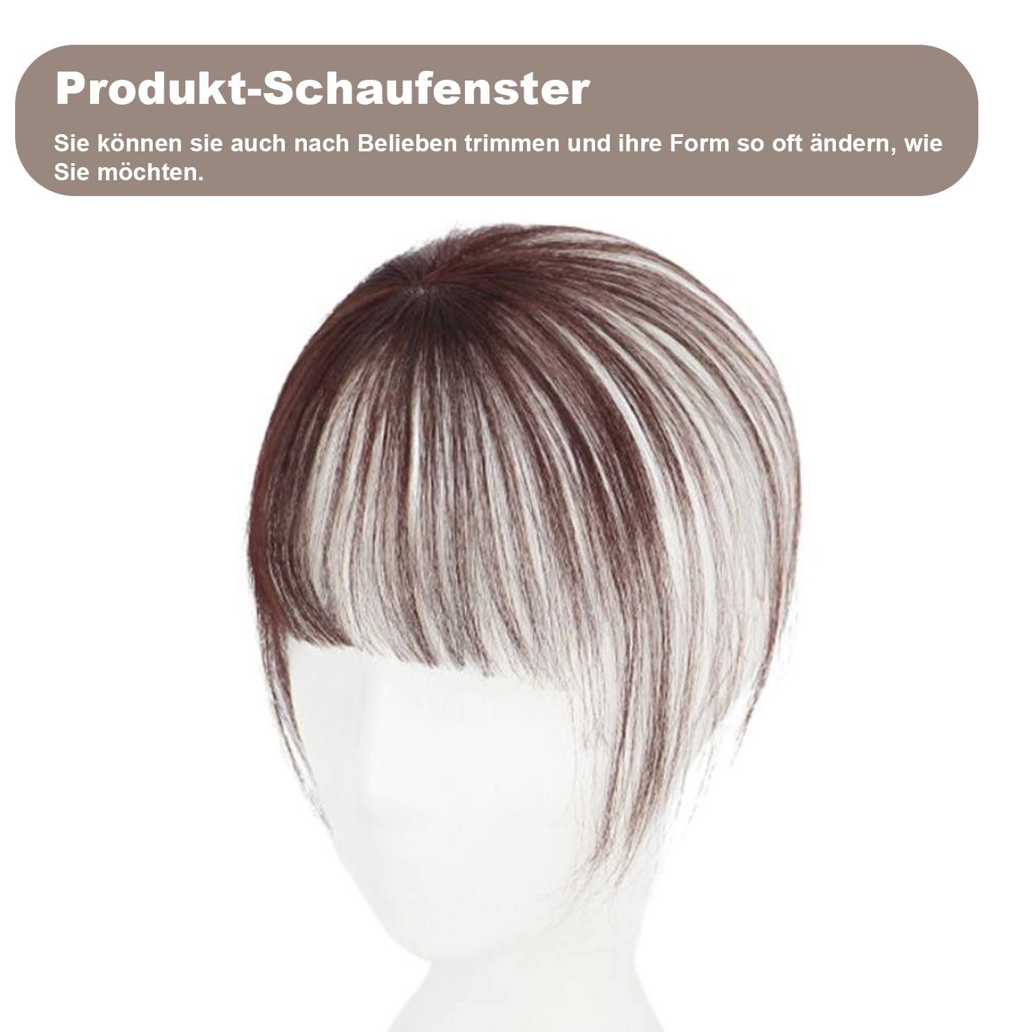 Refttenw Kunsthaarperücke 3D Air Bangs Haarteil Mini-Haarteil mit Pony, zum Anklipsen, 20CM 3D Air Pony Extension mit Haarscheitel