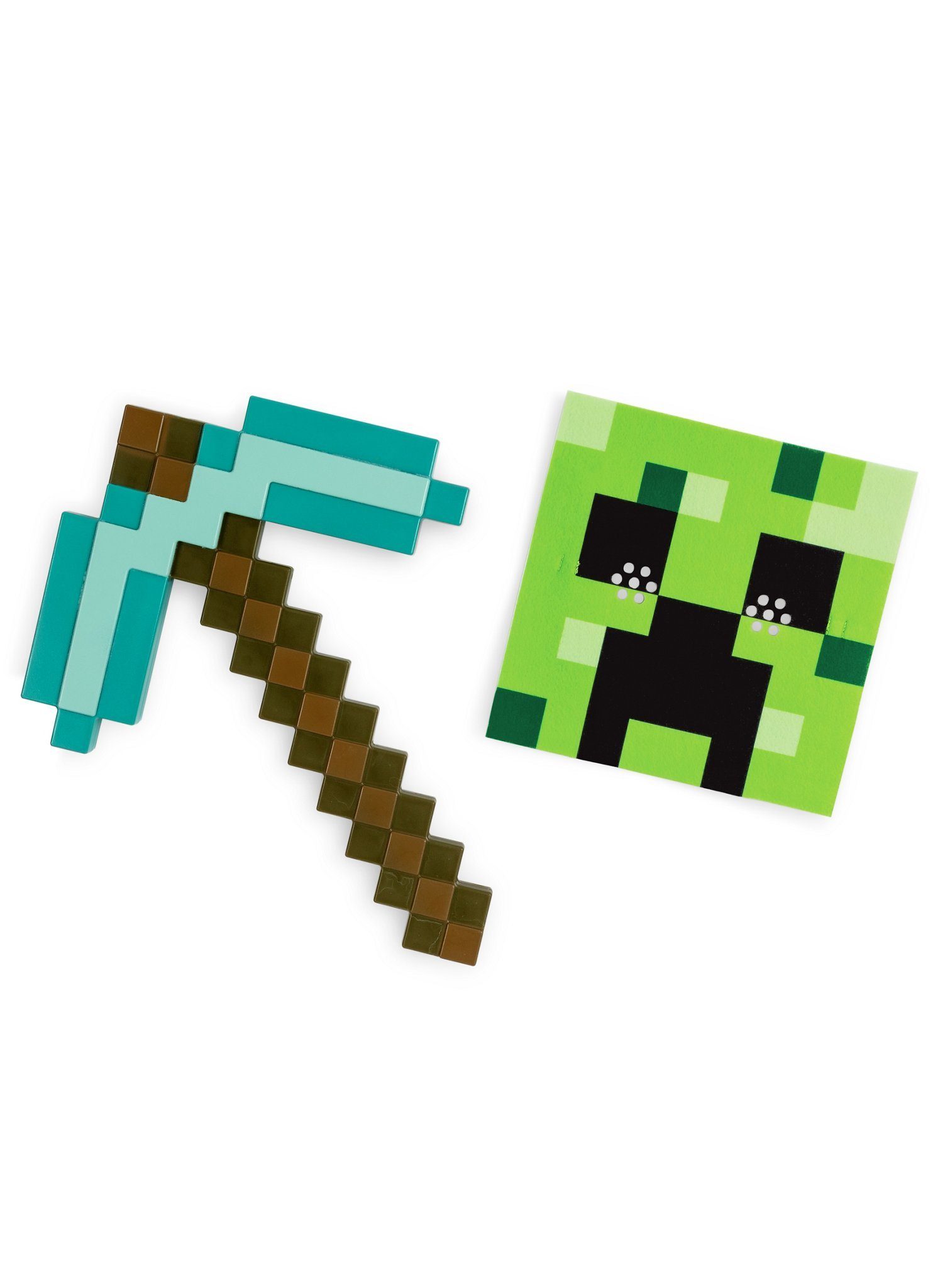 Metamorph Kostüm Minecraft - Accessoire-Set Creeper, Die klassische Schaumstoff-Hacke und die quadratische Maske vom Hauptg