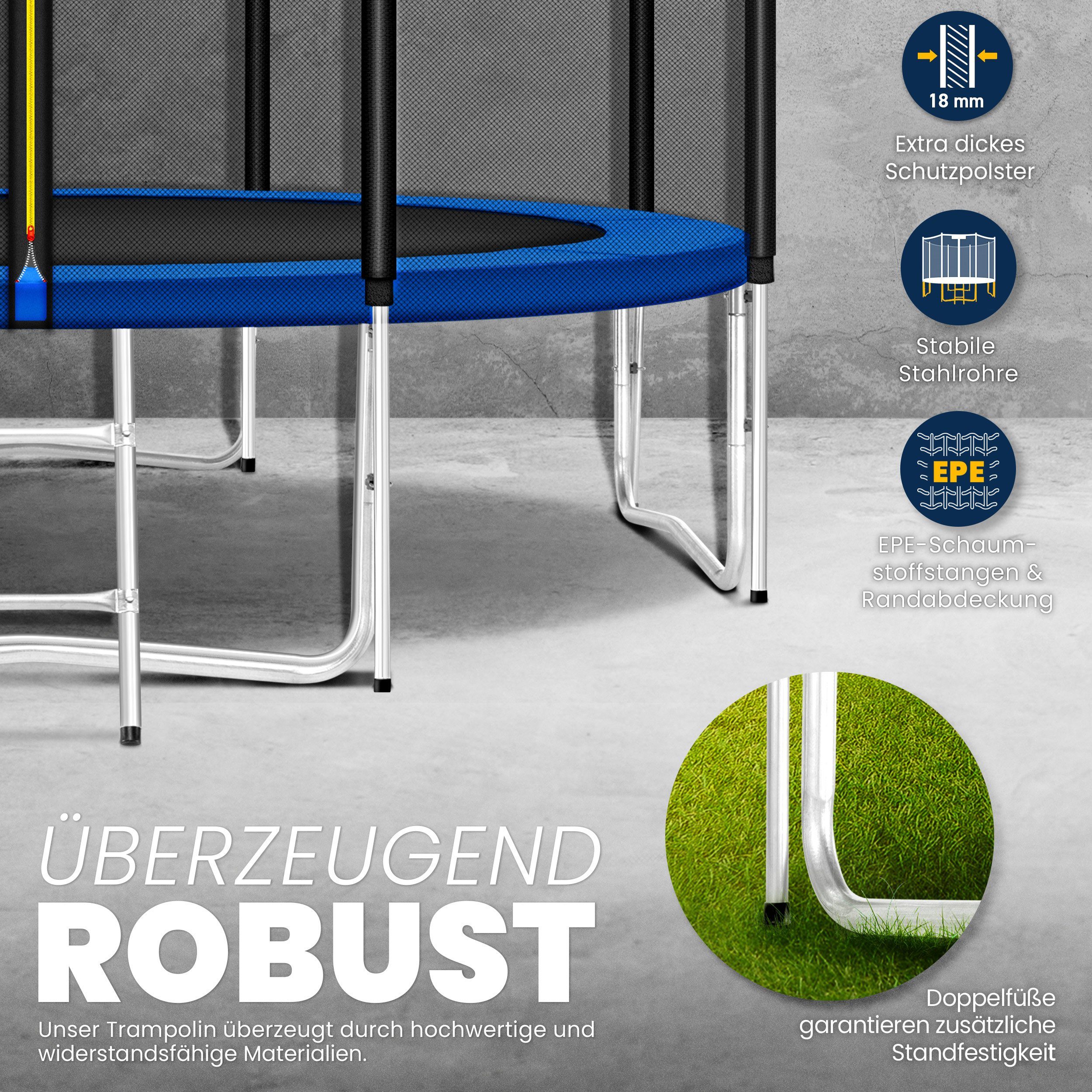KIDUKU Gartentrampolin KIDUKU® Trampolin 244 - 427 cm Gartentrampolin Kindertrampolin Outdoor, Ø 427 cm, kg