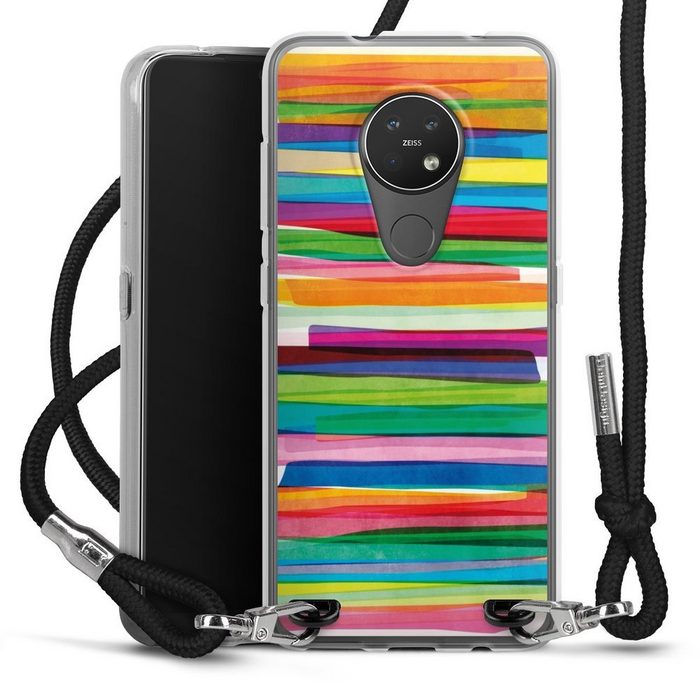 DeinDesign Handyhülle Streifen Wasserfarbe bunt Colorful Stripes1 Nokia 6.2 Handykette Hülle mit Band Case zum Umhängen Cover mit Kette