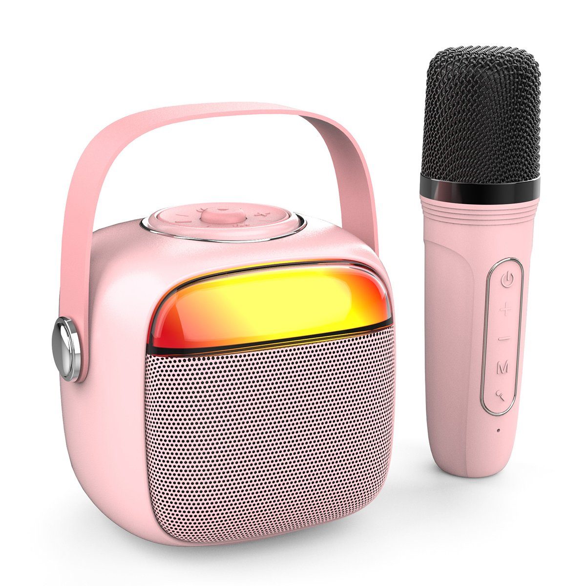 DOPWii Kabelloser Bluetooth-Lautsprecher, Mini-Karaokemaschine Karaoke-Maschine (mit Mikrofon, Pink/Schwarz)