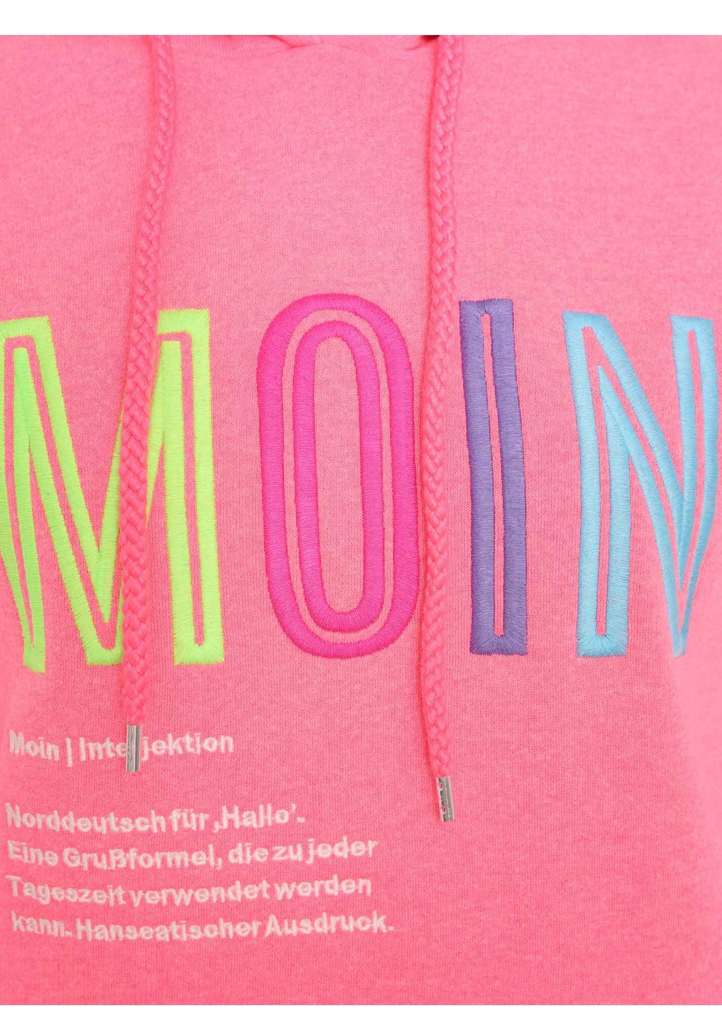 Zwillingsherz Sweatshirt gestickter Schriftzug, Kapuze, Langarm, Kängurutasche, Kordelzug