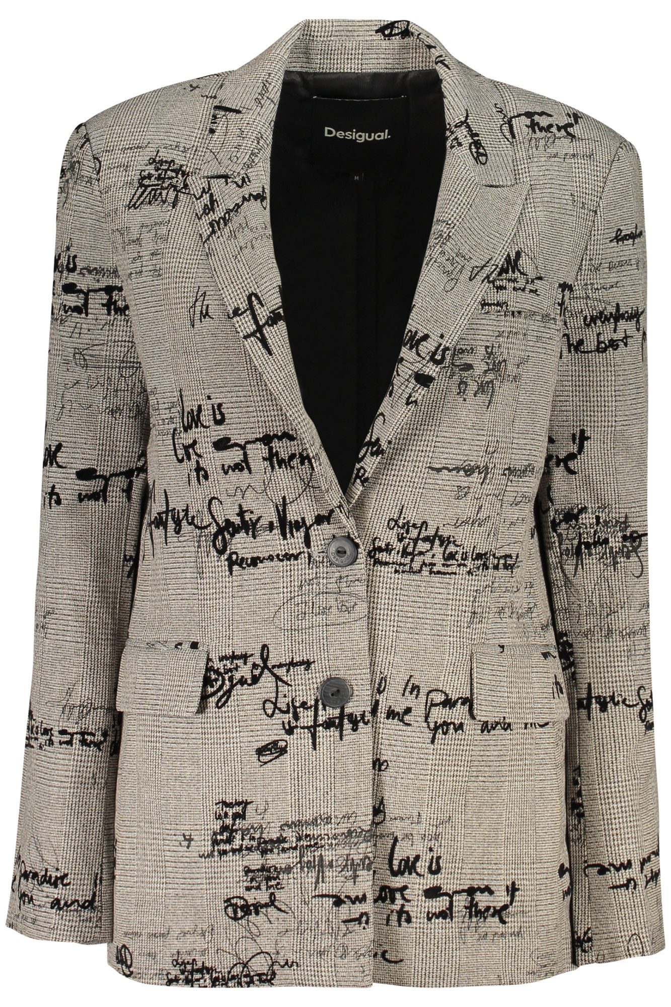 Desigual Outdoorjacke Moderner Grauer Damenblazer mit Muster und 2 Knöpfen