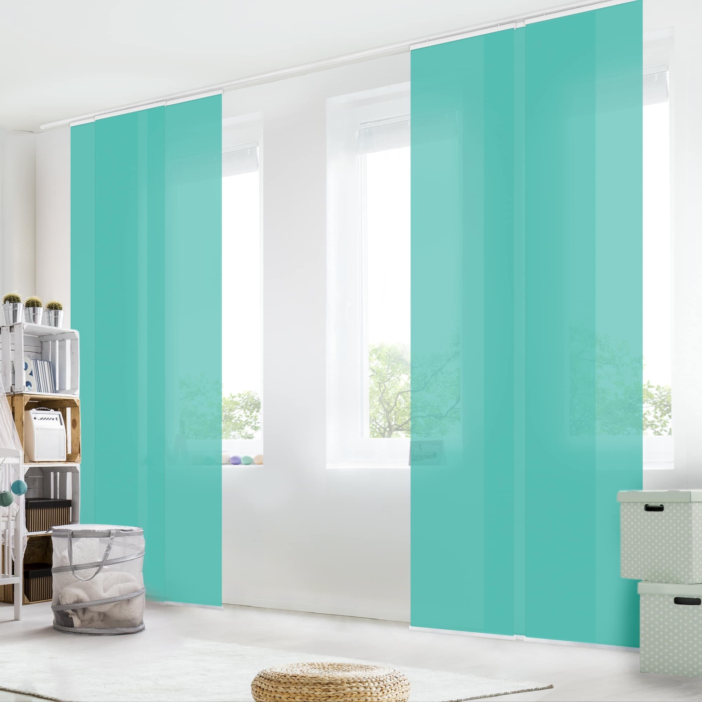 Bilderdepot24 Schiebegardine modern Flächenvorhang blickdicht Türkis, günstig online kaufen