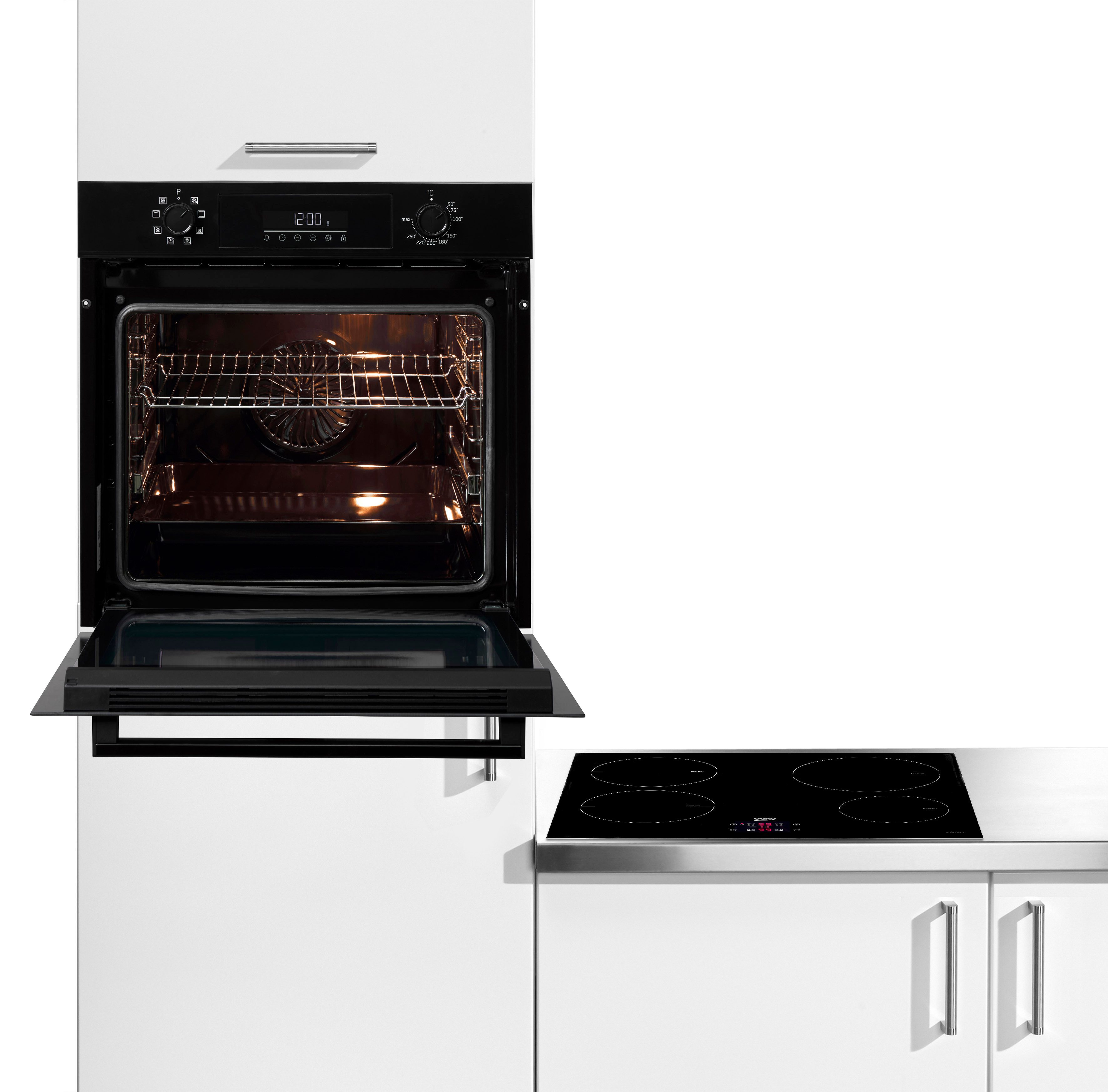 BEKO Elektro-Herd-Set BBSM11340B, mit 1-fach-Teleskopauszug, Gleichmäßige Heißluft für perfekte Ergebnisse dank Aeroperfect