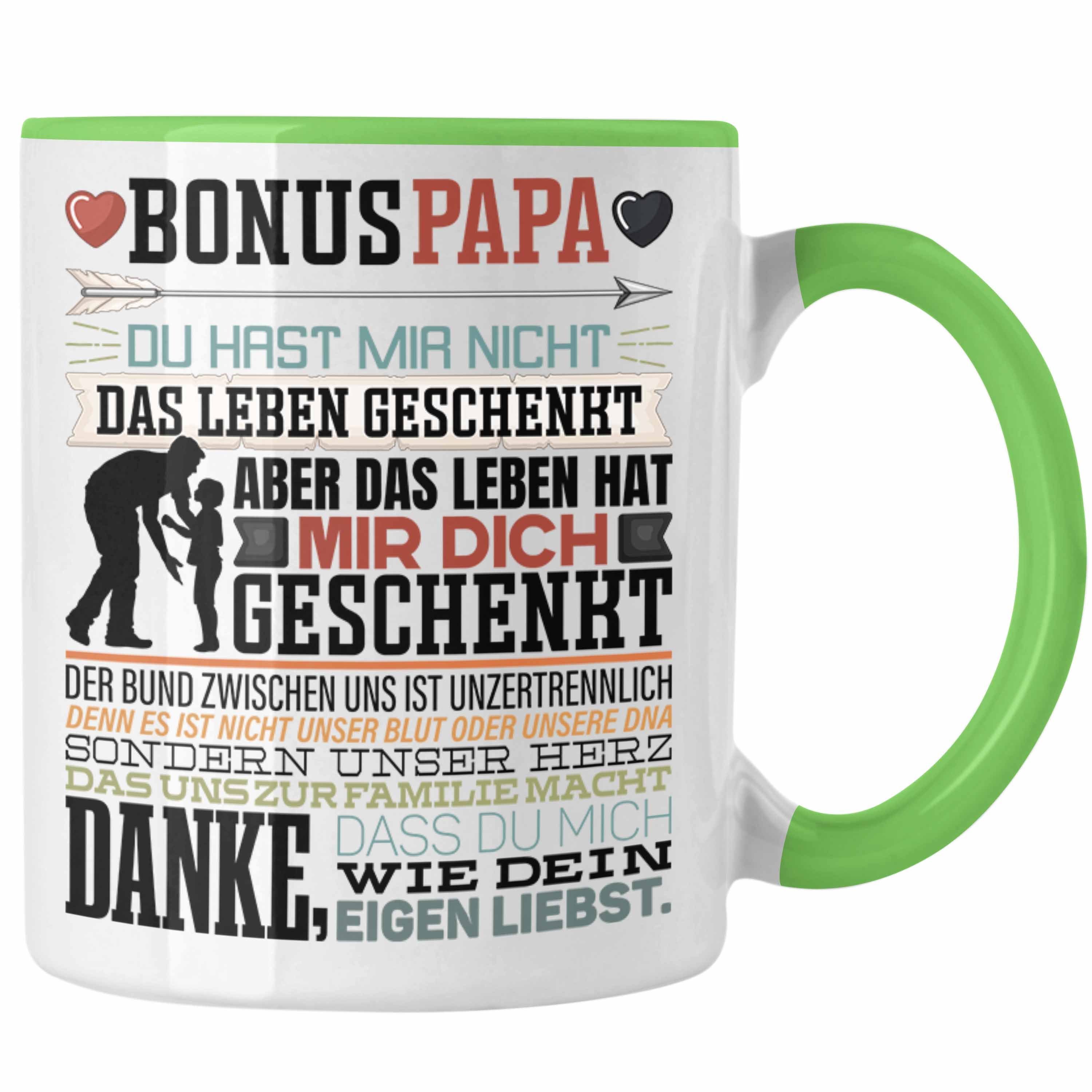 Trendation Tasse Bonus Papa Tasse Stiefvater Geschenk Stiefvater Vatertag Lustiger Spr Grün
