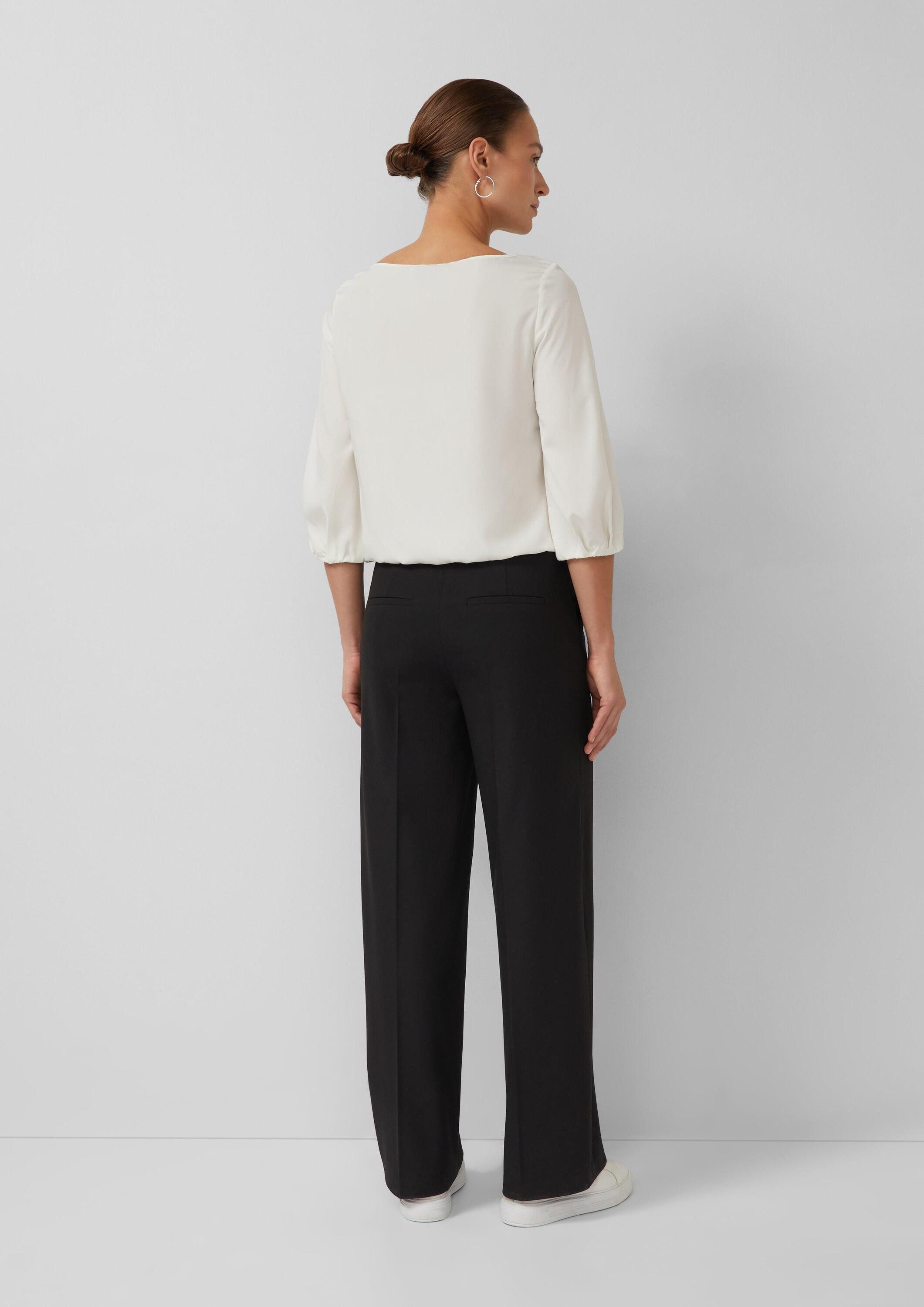 s.Oliver Kurzarmbluse Bluse Modalmix-Bluse mit U-Boot-Ausschnitt und Gummibündchen