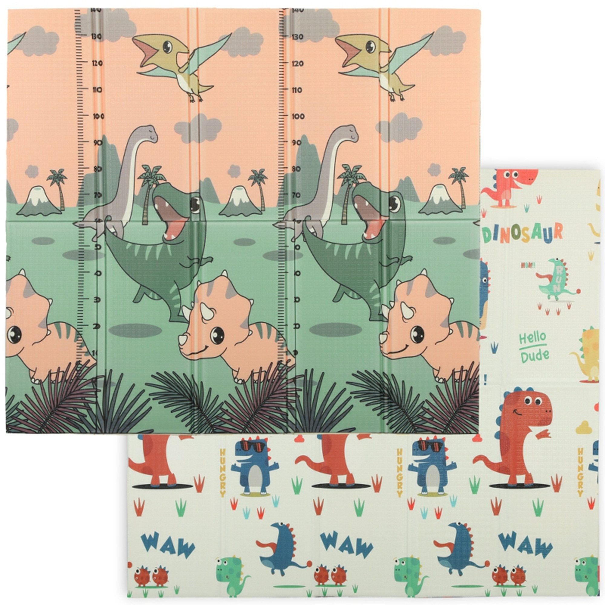 Spielmatte Baby 196 x 176 x 1,5 cm faltbar Doppelseitige Krabbelmatte Mehrfarbig