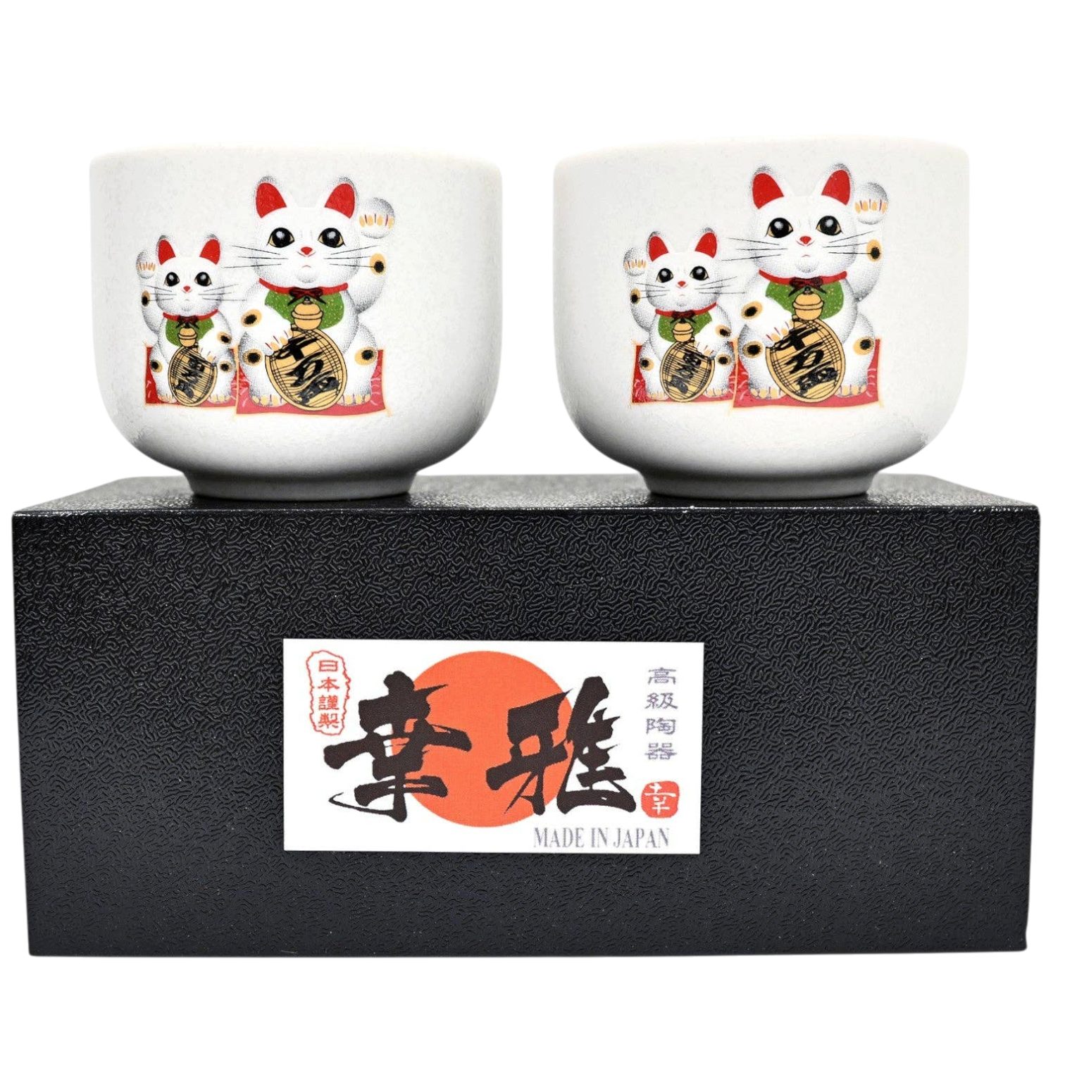 Dark-Desires Tasse Japanisches Glückskatzen-Teebecher-Set Geschenkset "Maneki Neko"