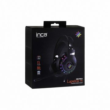 INCA Gaming Headset Schwarz 7,1 USB Surround RGB Lichteffekt mit Mikrofon Headset