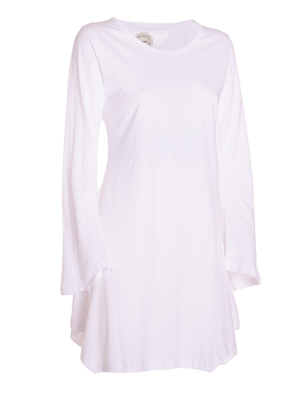 Vishes Tunikakleid Langarm Tunika Kleid Damen Jersey Baumwolle Zipfelsaum Alternative Mode, Boho, Hippie, Ethno, Festival