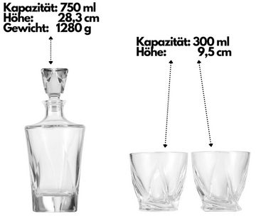 echos Gläser-Set Eco-5020, Glas, Whiskey Geschenkset 13-teilig,8 Granitsteine + Zange,Kalk-Natron-Glas