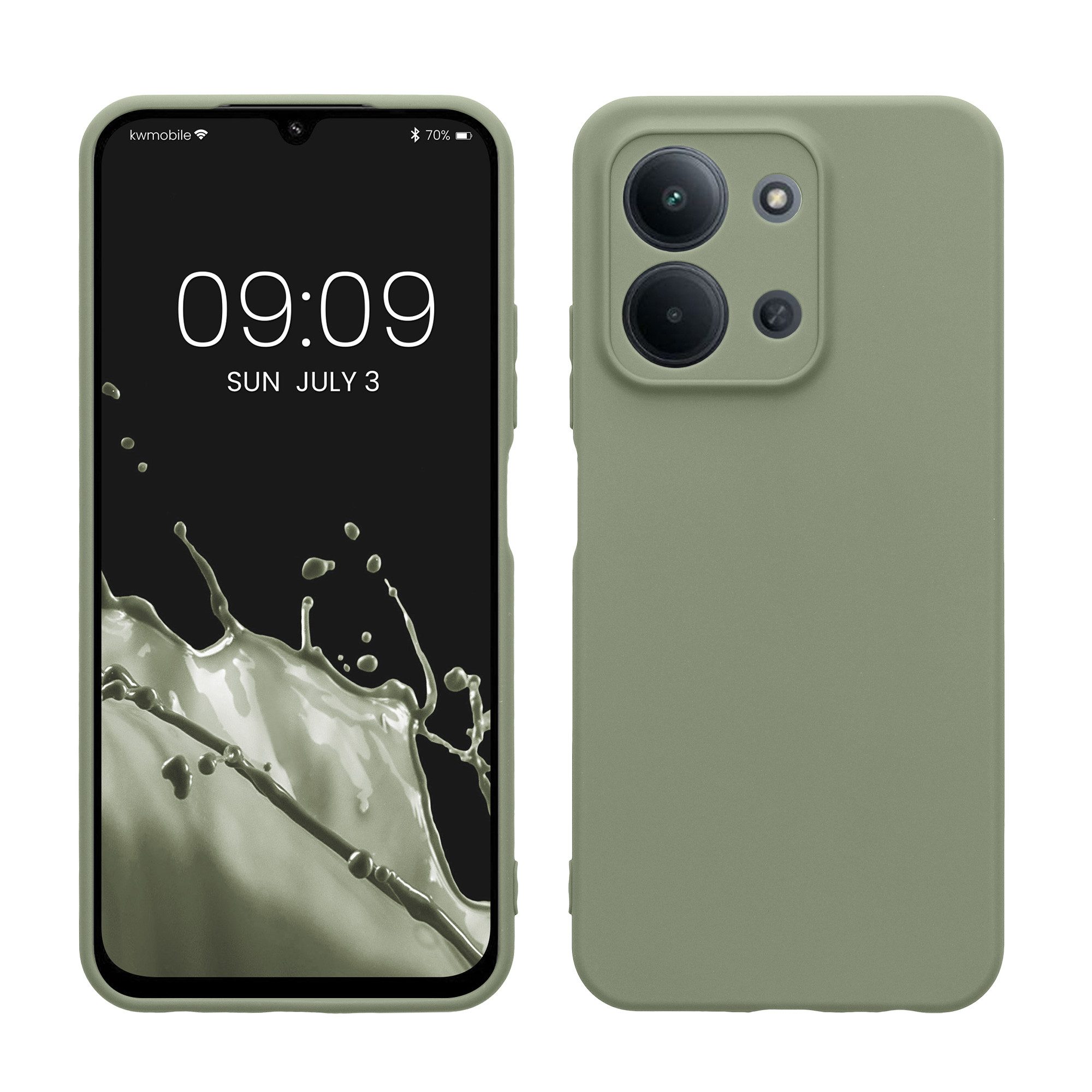 kwmobile Smartphone-Hülle Hülle für Xiaomi Redmi 15C / Poco C85, Backcover Silikon - Soft Handyhülle - Handy Case in Graugrün