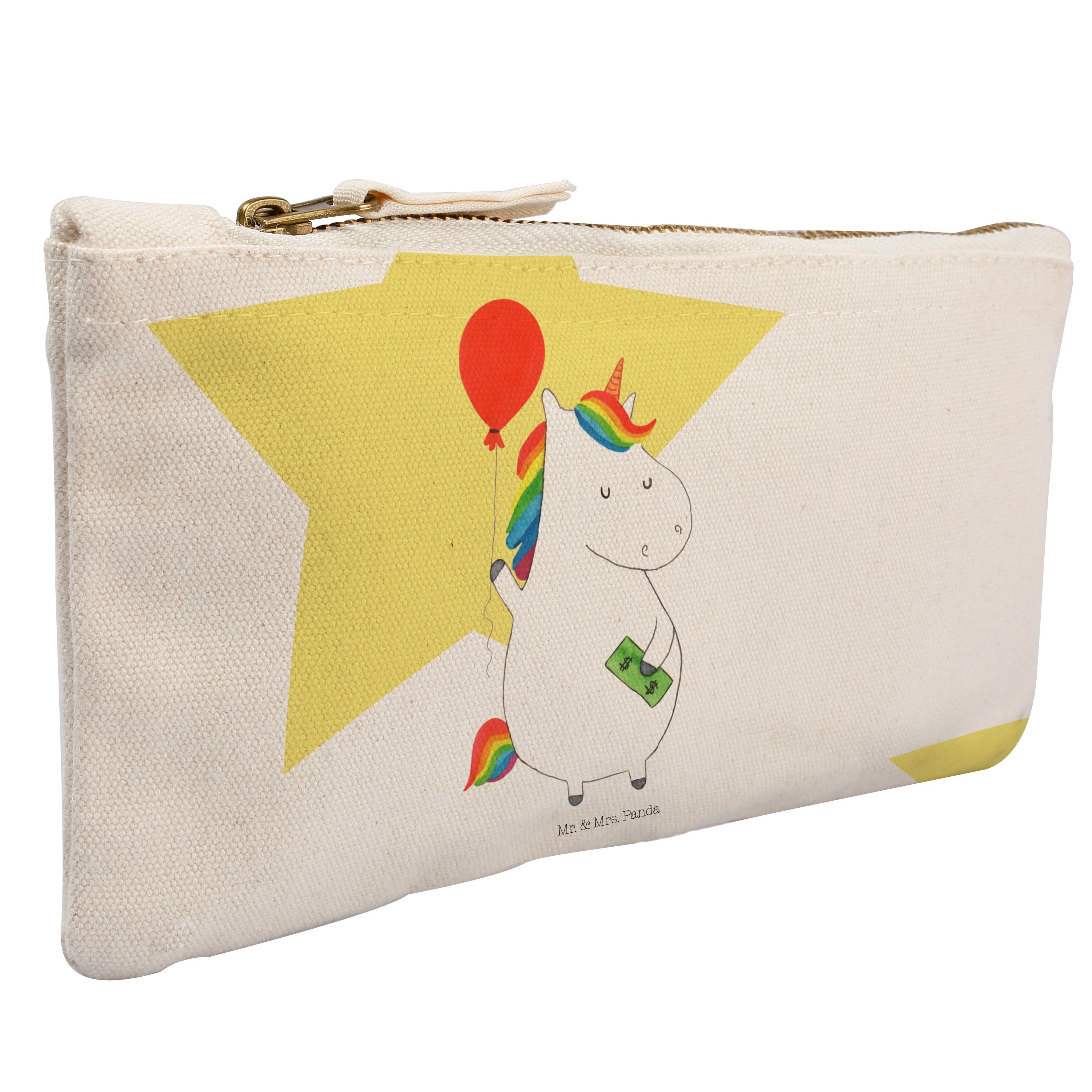 Einhorn Weiß Mr. Luftballon & - Panda Kosmetiktasche Mrs. (1-tlg) Geschenk, Stiftemäppchen, - Kosmetiktasche,
