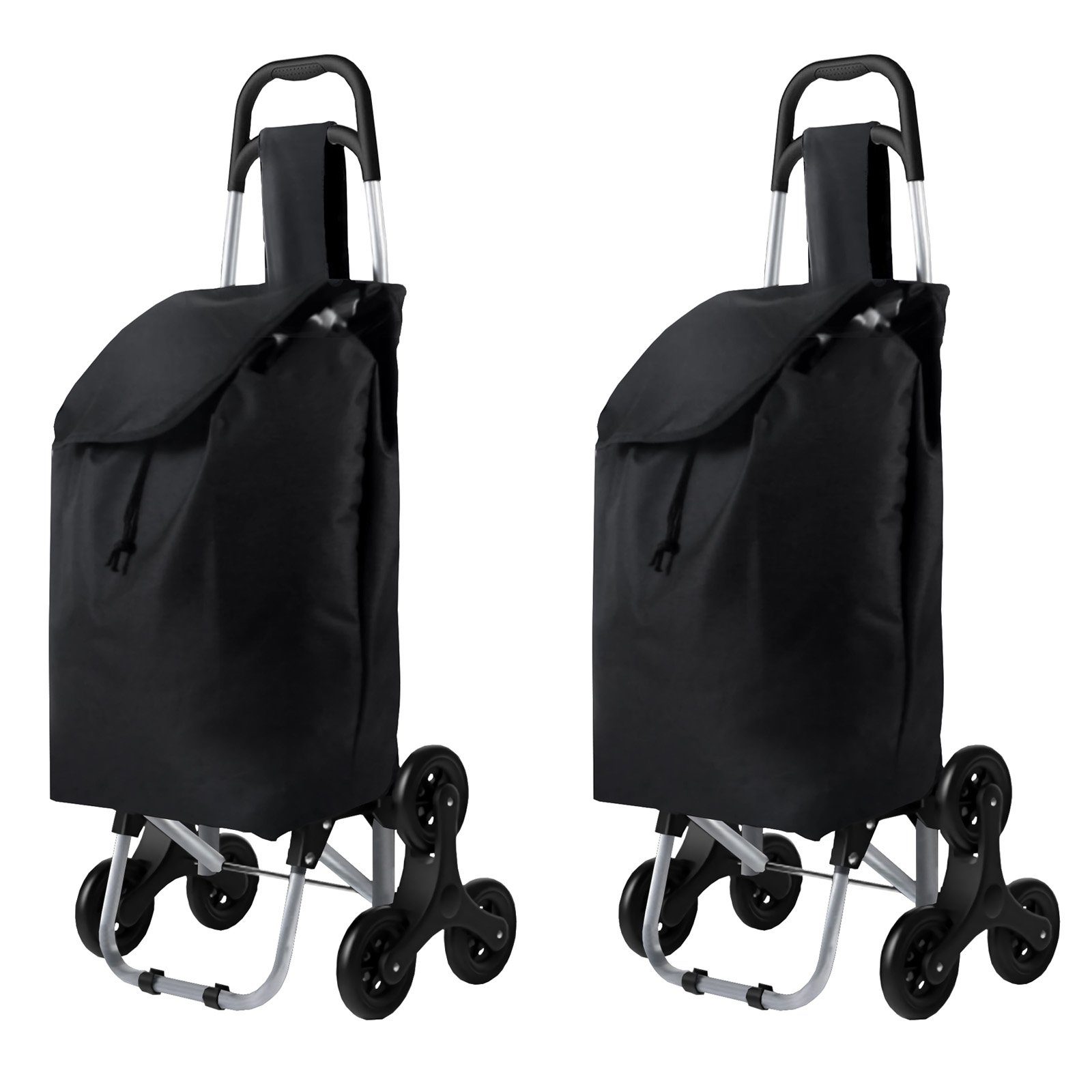 2er Einkaufstrolley Set Einkaufswagen Schwarz Trolley, Klappbarer Treppensteiger Einkaufstasche HAC24