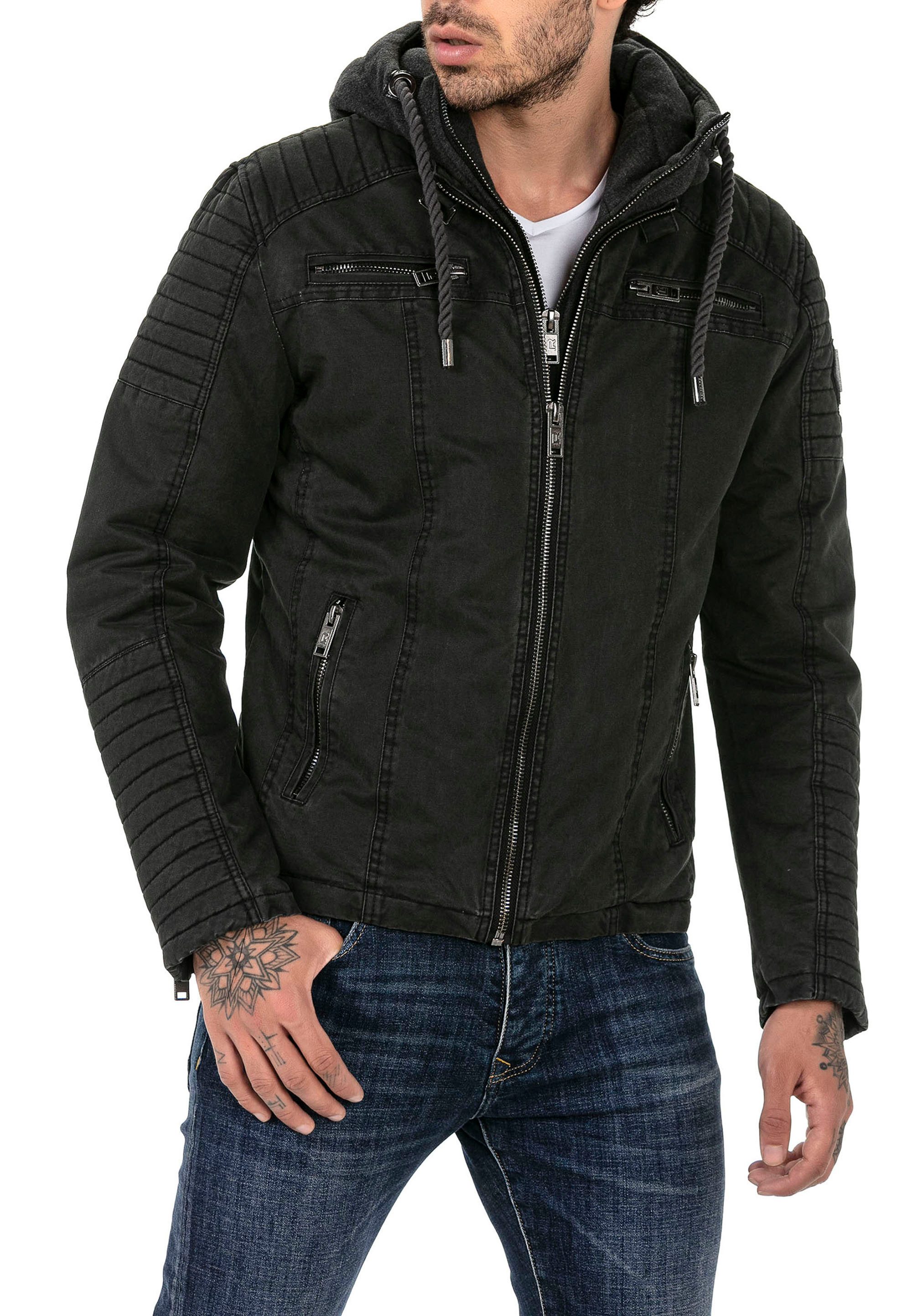RedBridge Bikerjacke mit abnehmbarer Kapuze im beliebten Biker-Stil günstig online kaufen