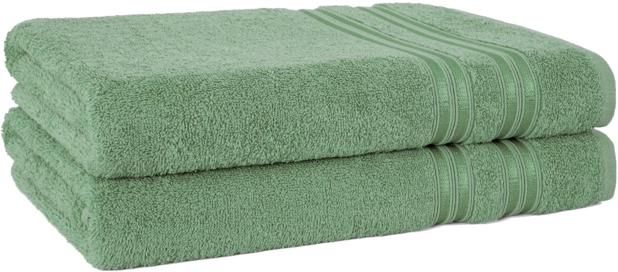 HAMMETEX Duschtuch 2er Set Badetücher 70x140 cm, 100% Baumwolle, Weich & Saugstark, Frottier (Set, 2-St), mit Bordüre, einfarbig, weich