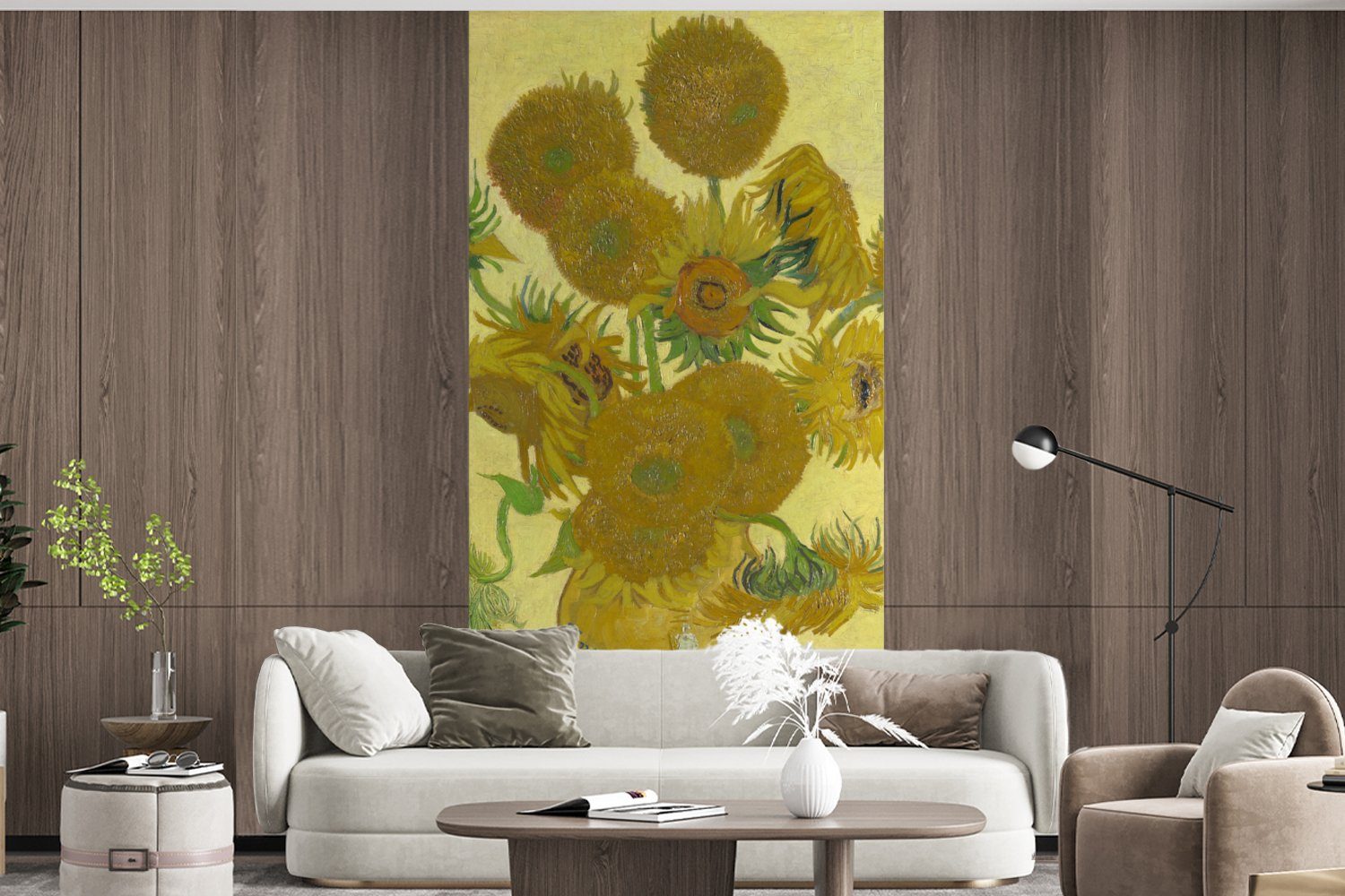 Vliestapete MuchoWow Wohnzimmer für van Fototapete - bedruckt, Fototapete Gogh, Vincent Küche, (2 St), Schlafzimmer Matt, Sonnenblumen