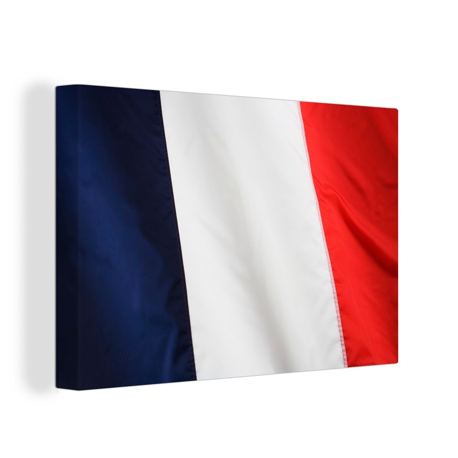 OneMillionCanvasses® Leinwandbild Die Flagge Frankreichs aus der Nähe, (1 St), Wandbild Leinwandbilder, Aufhängefertig, Wanddeko, 30x20 cm