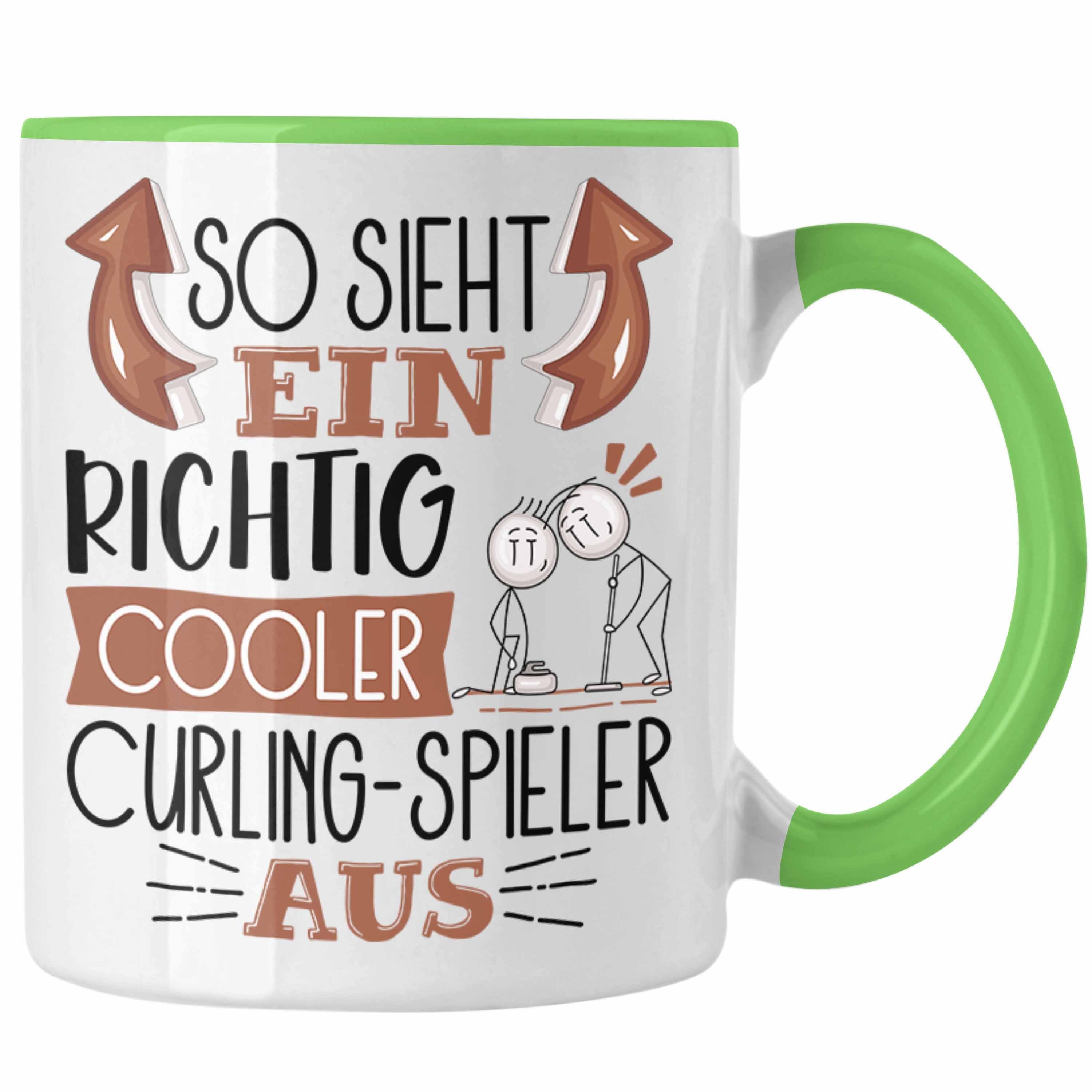 Trendation Tasse So Sieht Ein Richtig Cooler Curling-Spieler Aus Geschenk Tasse Lustig Grün