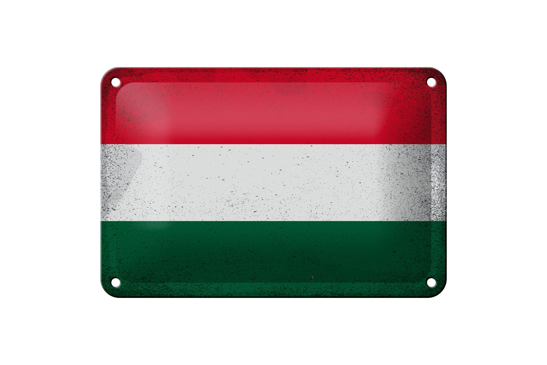Femer GmbH Metallschild Flagge Ungarn 18x12cm Flag of Hungary Vintage, (1 St), gewölbte Oberfläche, abgerundete Ecken, umgeschlagene Kanten