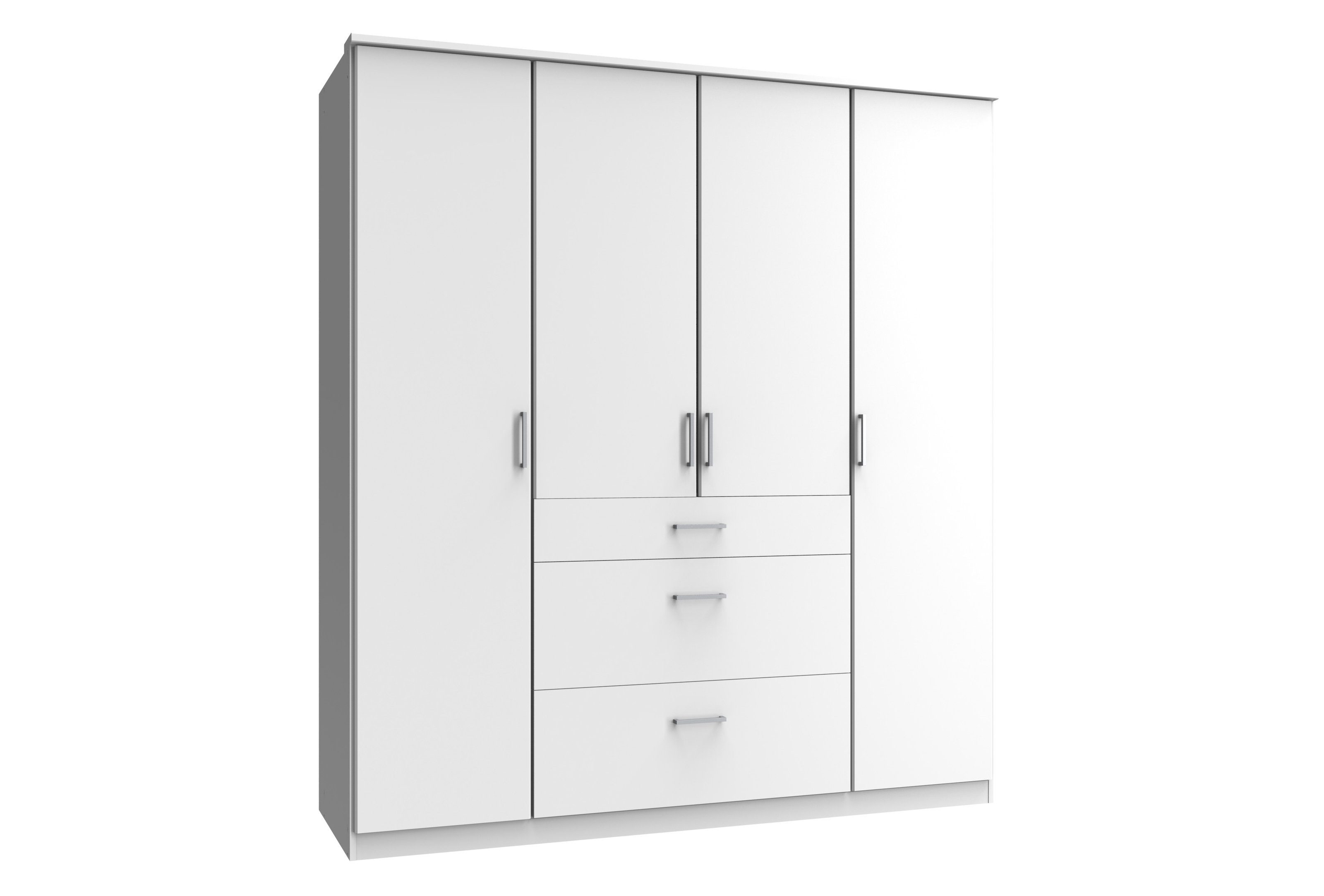 freiraum Kleiderschrank Click (B/H/T: 180x198x58 cm) in Weiß mit 3 Schubladen und 4 Türen