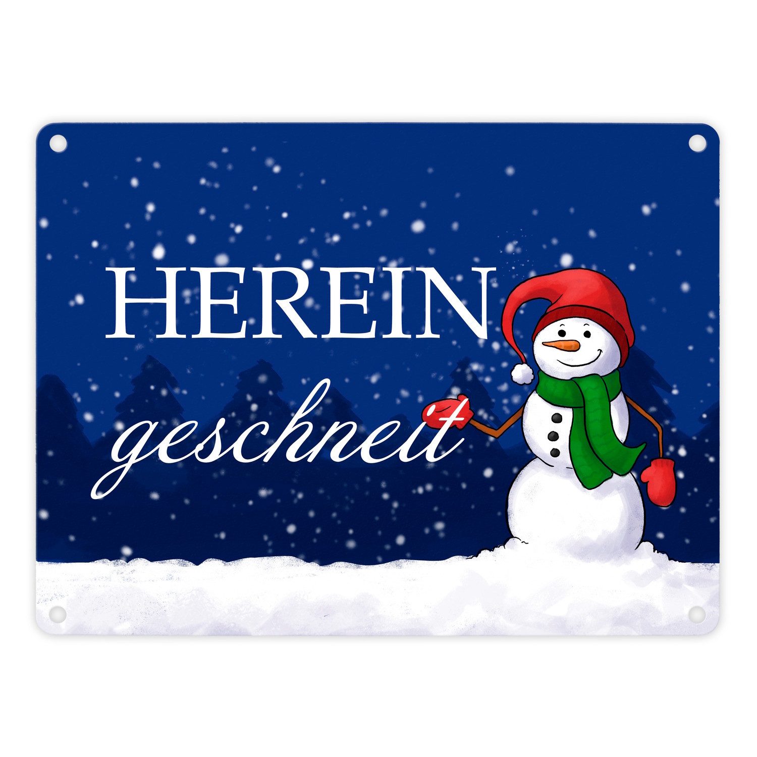 Metallschild Hereingeschneit Schneemann Metallschild in 15x20 cm