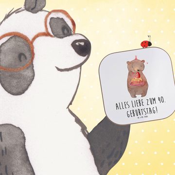 Mr. & Mrs. Panda Getränkeuntersetzer Bär Torte 40. Geburtstag - Weiß - Geschenk, Bierdeckel, Glasuntersetz, 1-tlg., Innovative Designs