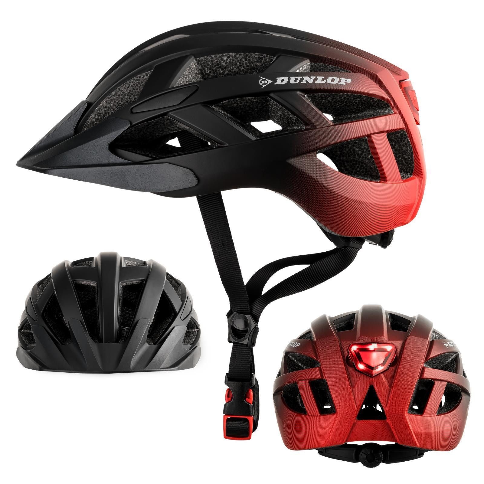 Dunlop Fahrradhelm Fahrradhelm mit Licht 3 Größen 3 Farben