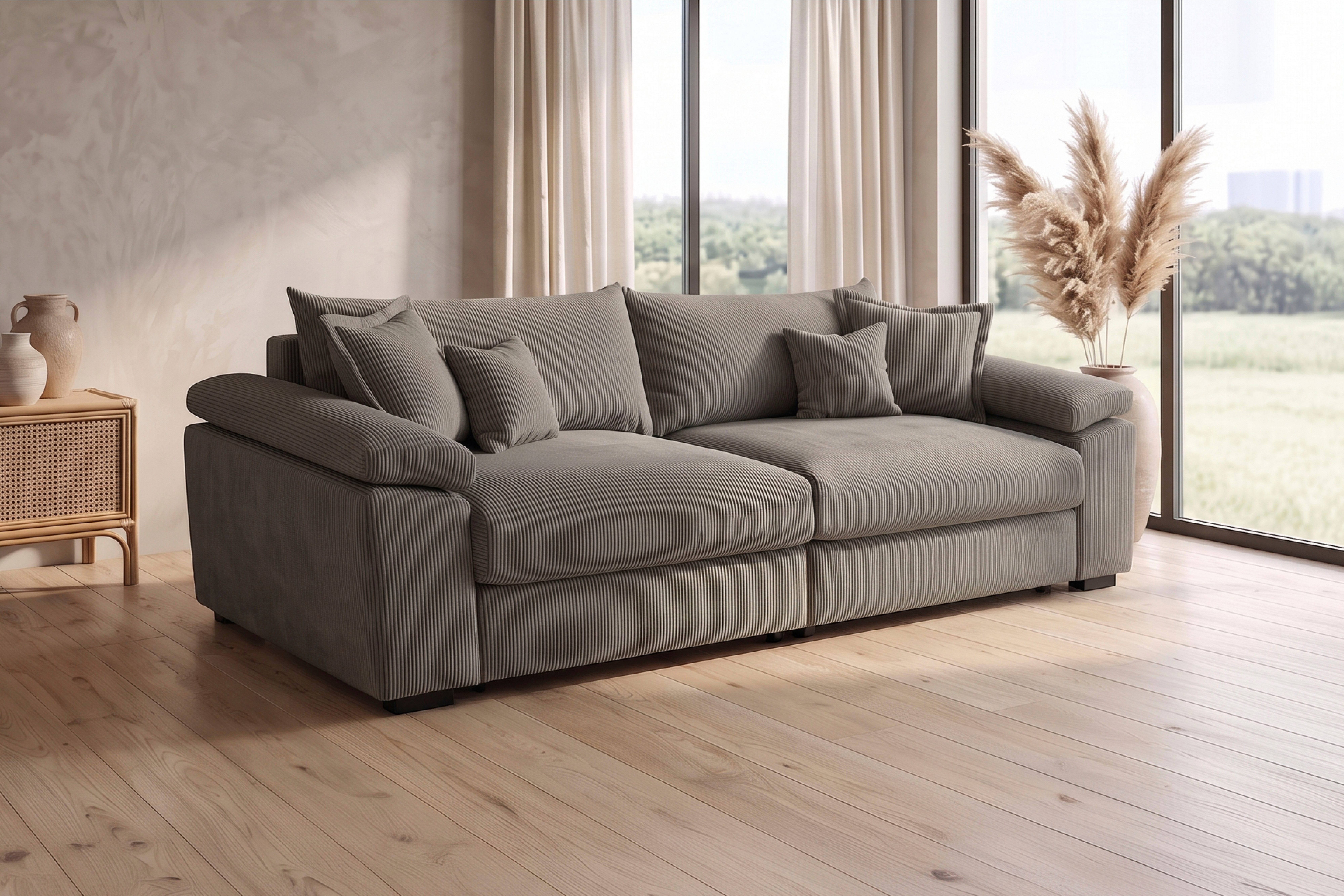 OTTO home Big-Sofa Soft&Cosy XL, B: 246 cm - OTTO. Verlässliche Qualität., Mega-Sofa, Cord oder Chenille-Struktur, mit Federkern & 4 Zierkissen