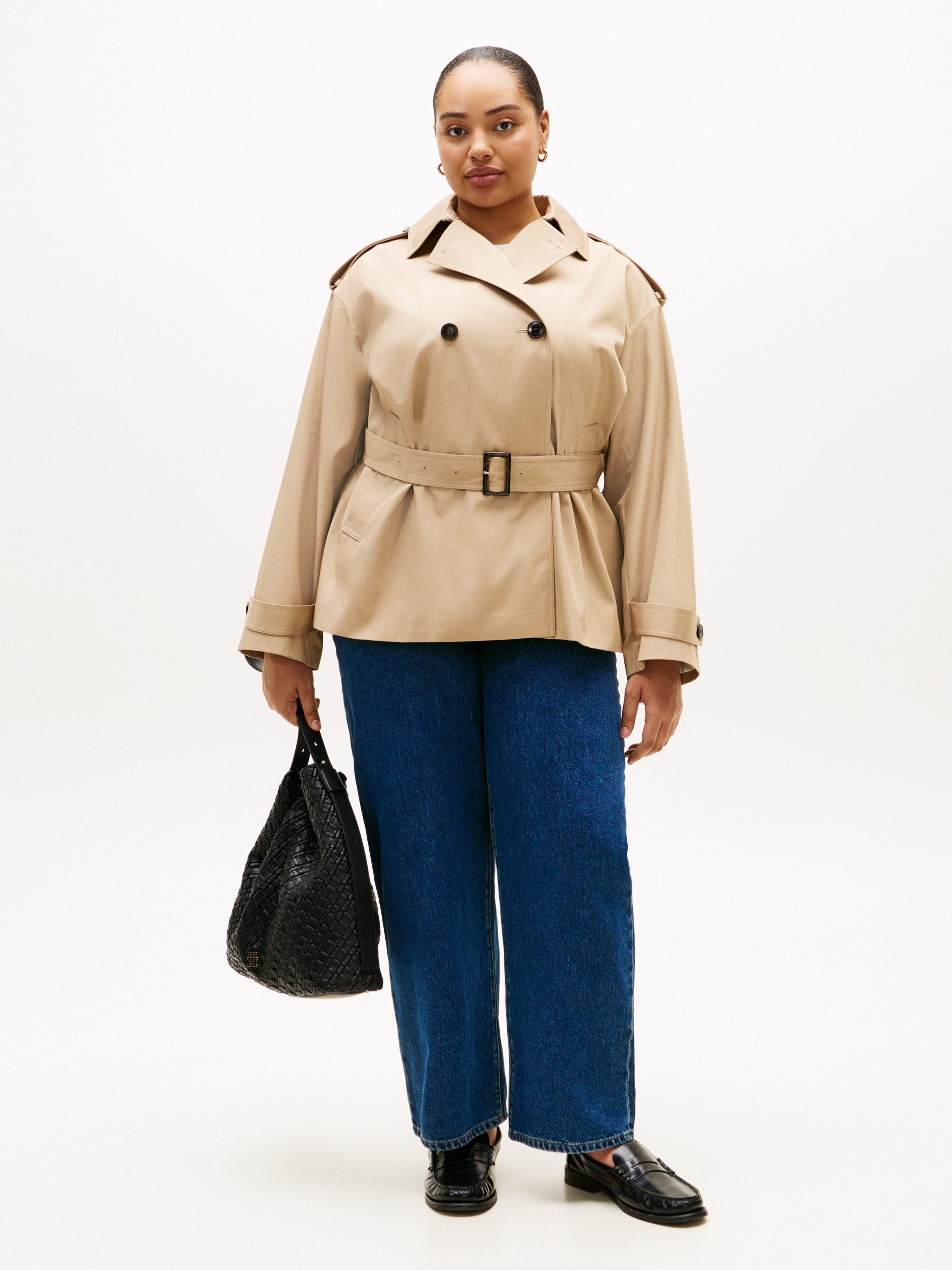 Tommy Hilfiger Curve Bikerjacke CRV COTTON SHORT TRENCH in großen Größen
