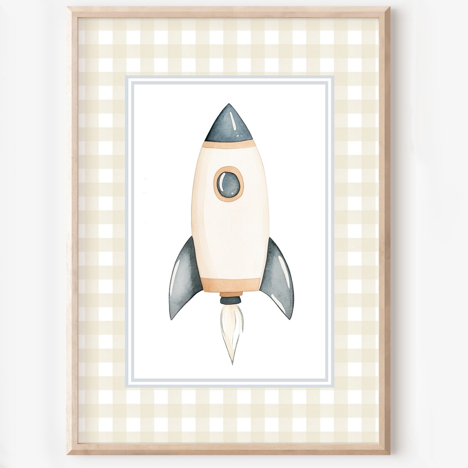 homestyle-accessoires Mehrteilige Bilder Kinderzimmer Bilderwand 8erSet Bilderset Babyzimmer WELTALL RAKETE, Hochformat, Künstlerpapier, ohne Rahmen