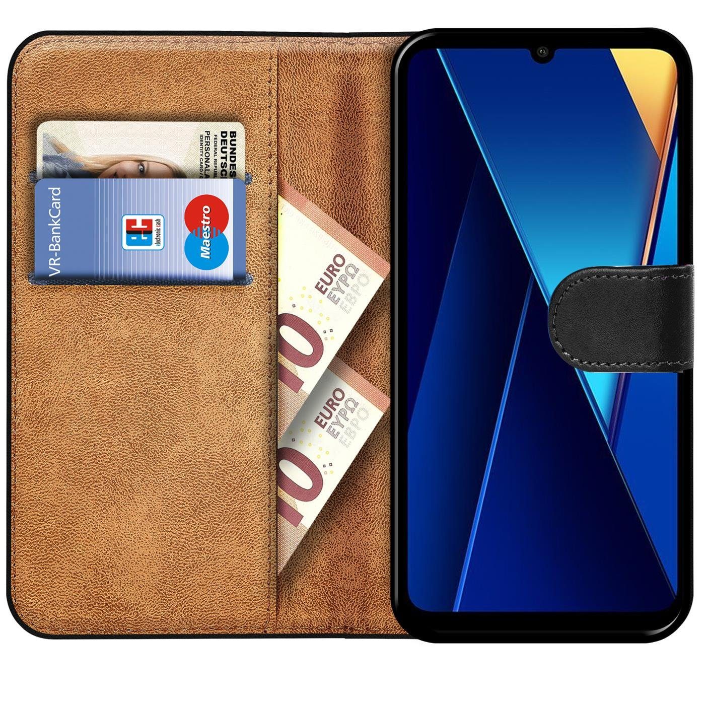 CoolGadget Handyhülle Wallet Klapp Tasche Book Case für Xiaomi Poco C65 6,74 Zoll, Hülle Klapphülle Flip Cover Etui Schutzhülle
