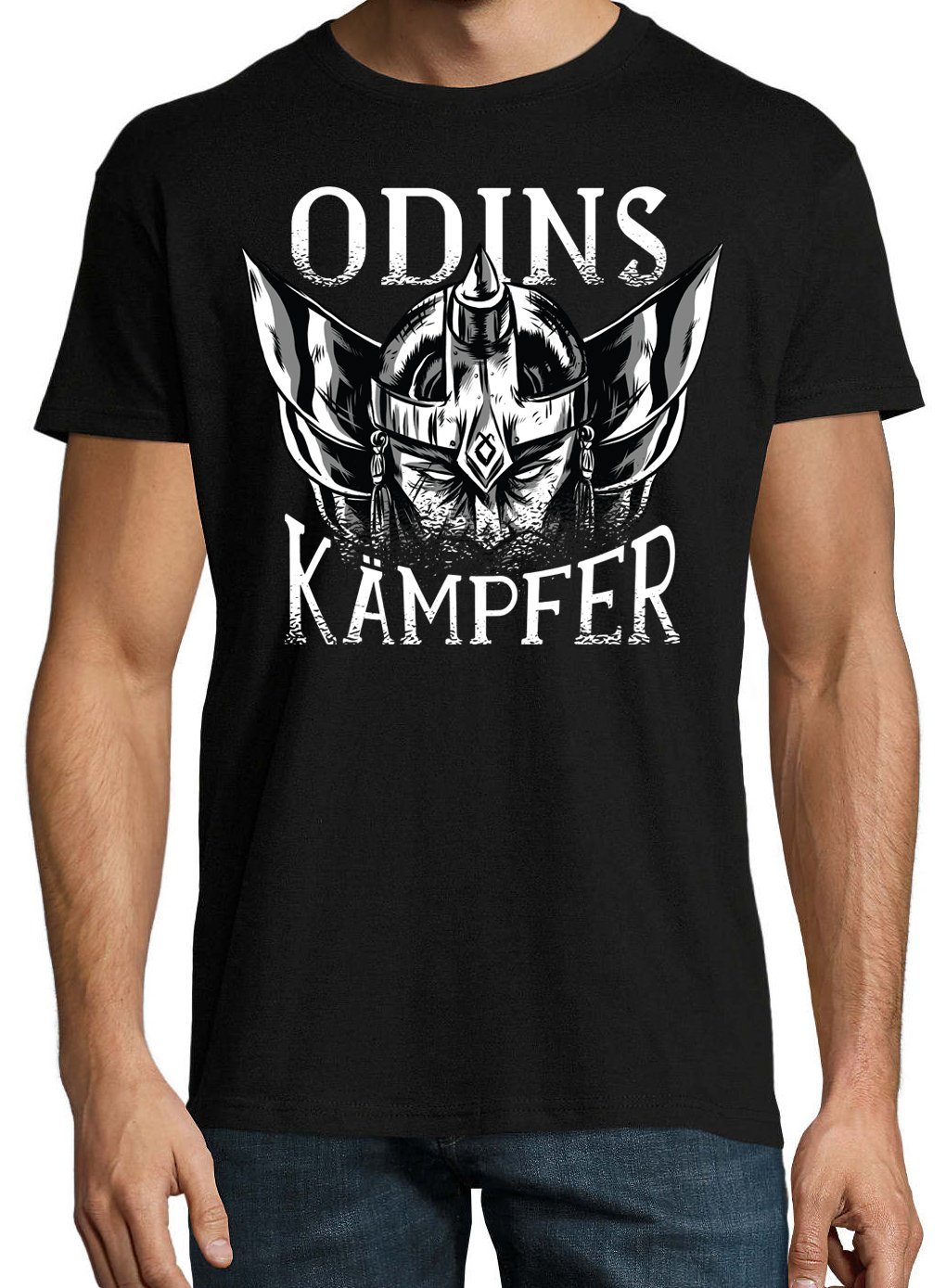 Youth Designz T-Shirt Odins Frontdruck Schwarz Herren mit Trendigem T-Shirt Kämpfer