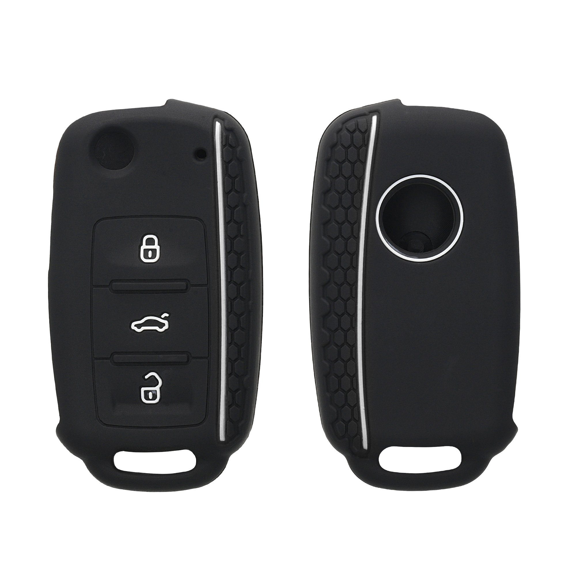 kwmobile Schlüsseltasche Autoschlüssel Silikon Hülle für VW Skoda Seat, Schlüsselhülle Schlüssel Case Cover Weiß