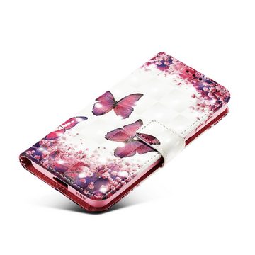 FITSU Handyhülle Handytasche für Samsung Galaxy S22 Hülle Schmetterling Motiv 6,1 Zoll, Flipcase für Samsung S22 Handyhülle, Handytasche mit Kartenfach