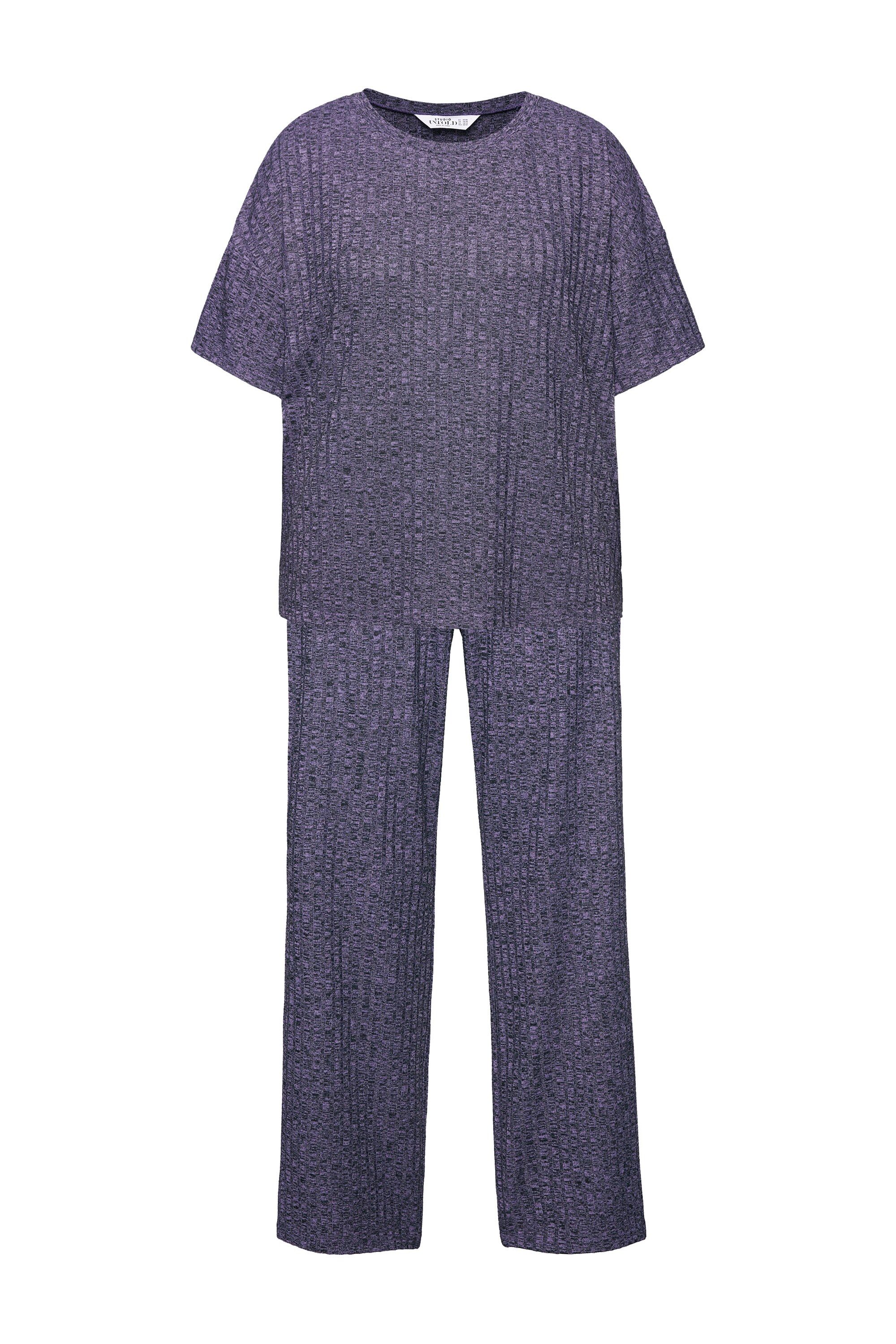 Studio Untold Pyjama Schlafanzug Zweiteiler Rippjersey günstig online kaufen