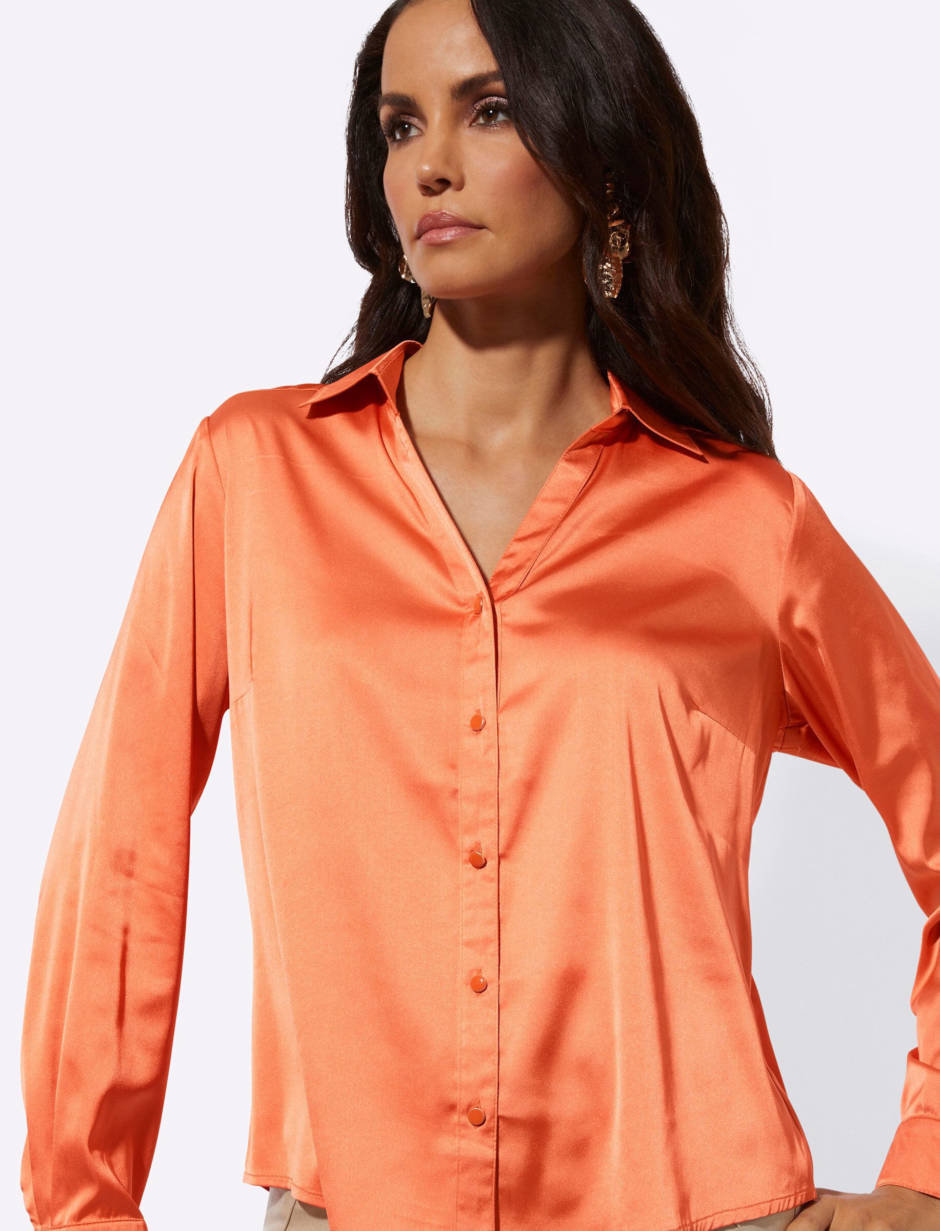 creation L Klassische Bluse Satin-Bluse Langarm
